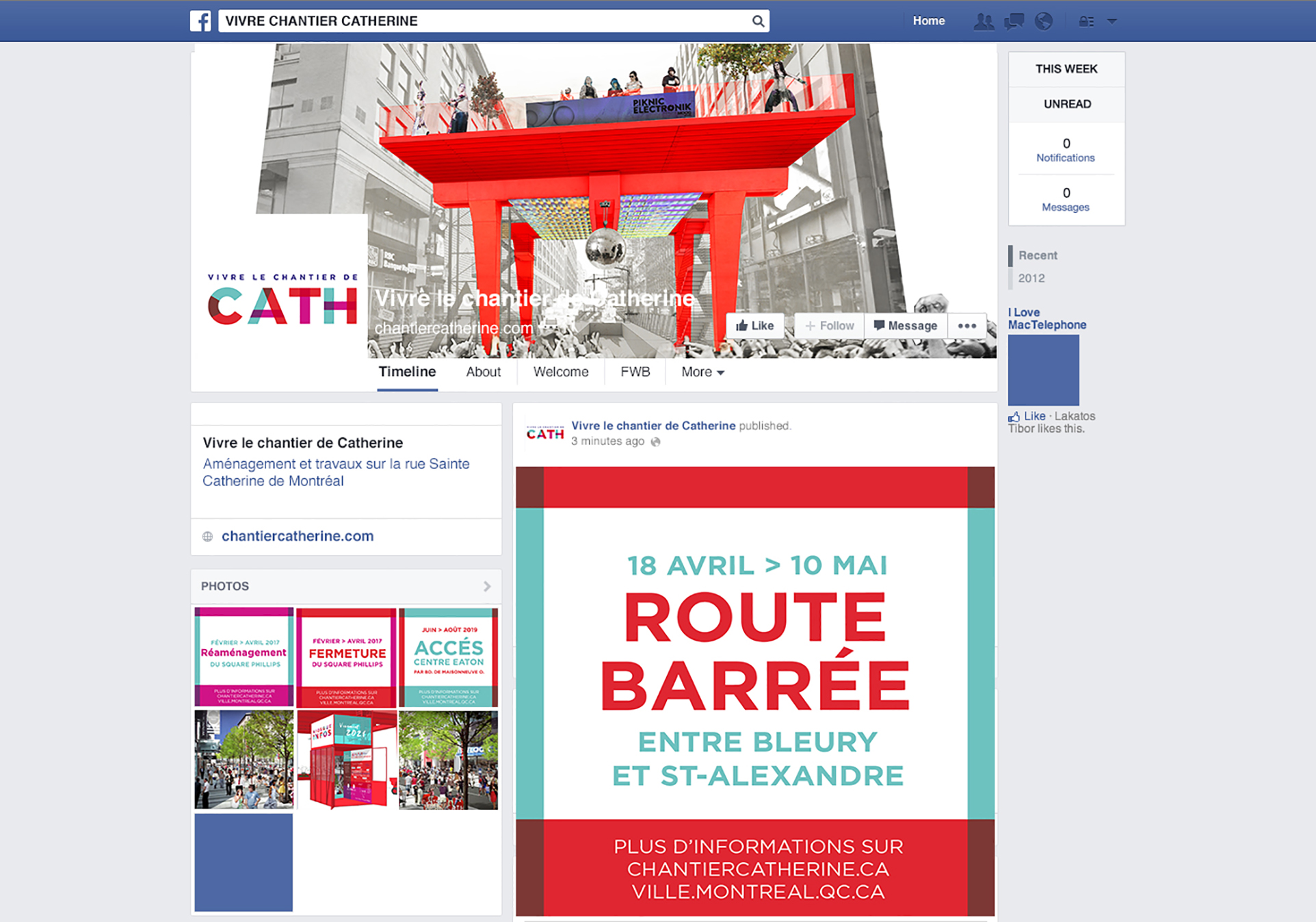Image showing a proposed Facebook page for Catherine