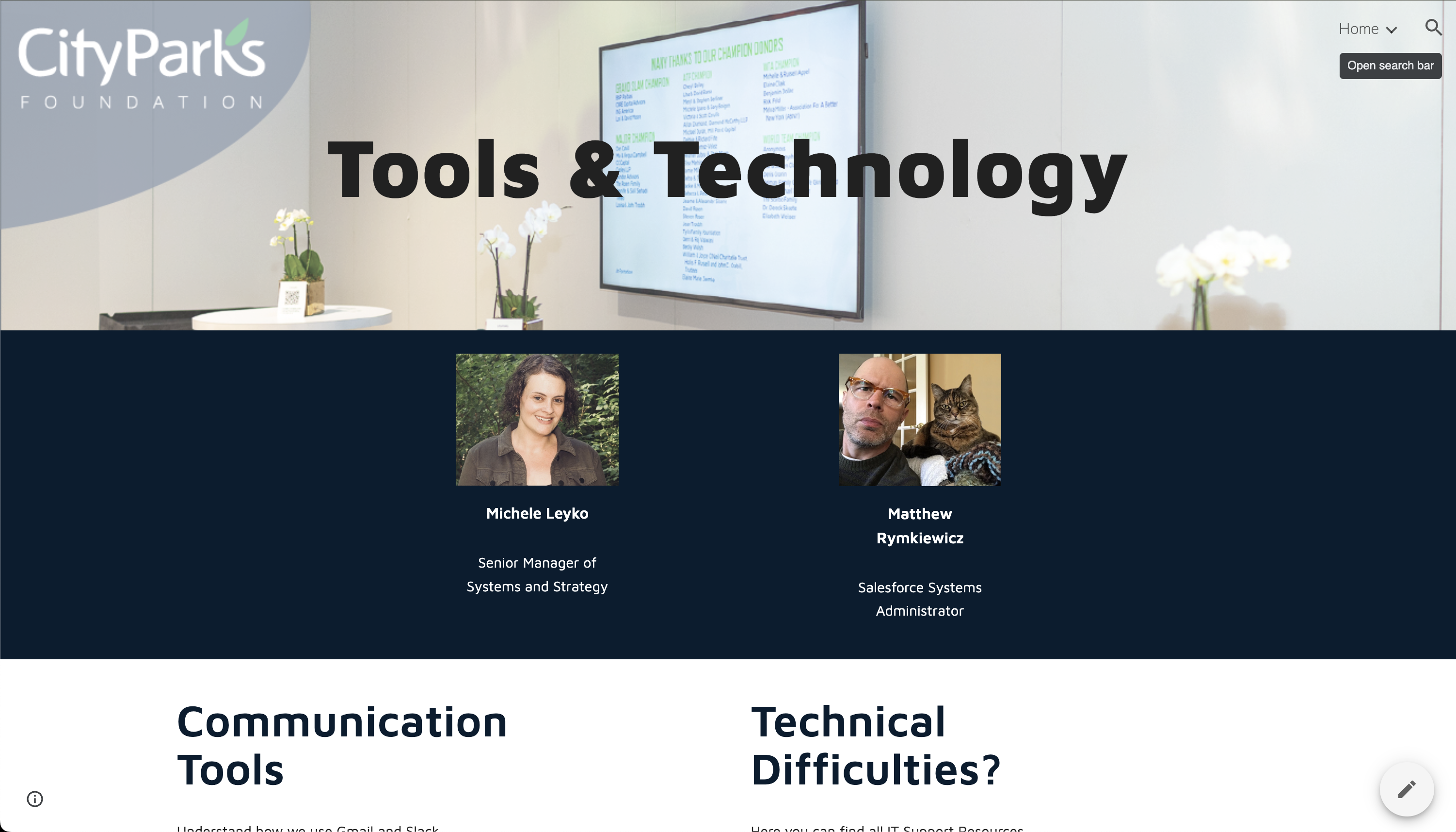 Banner image curation and banner layout design created for the foundation's intranet website - collaboration with another intern