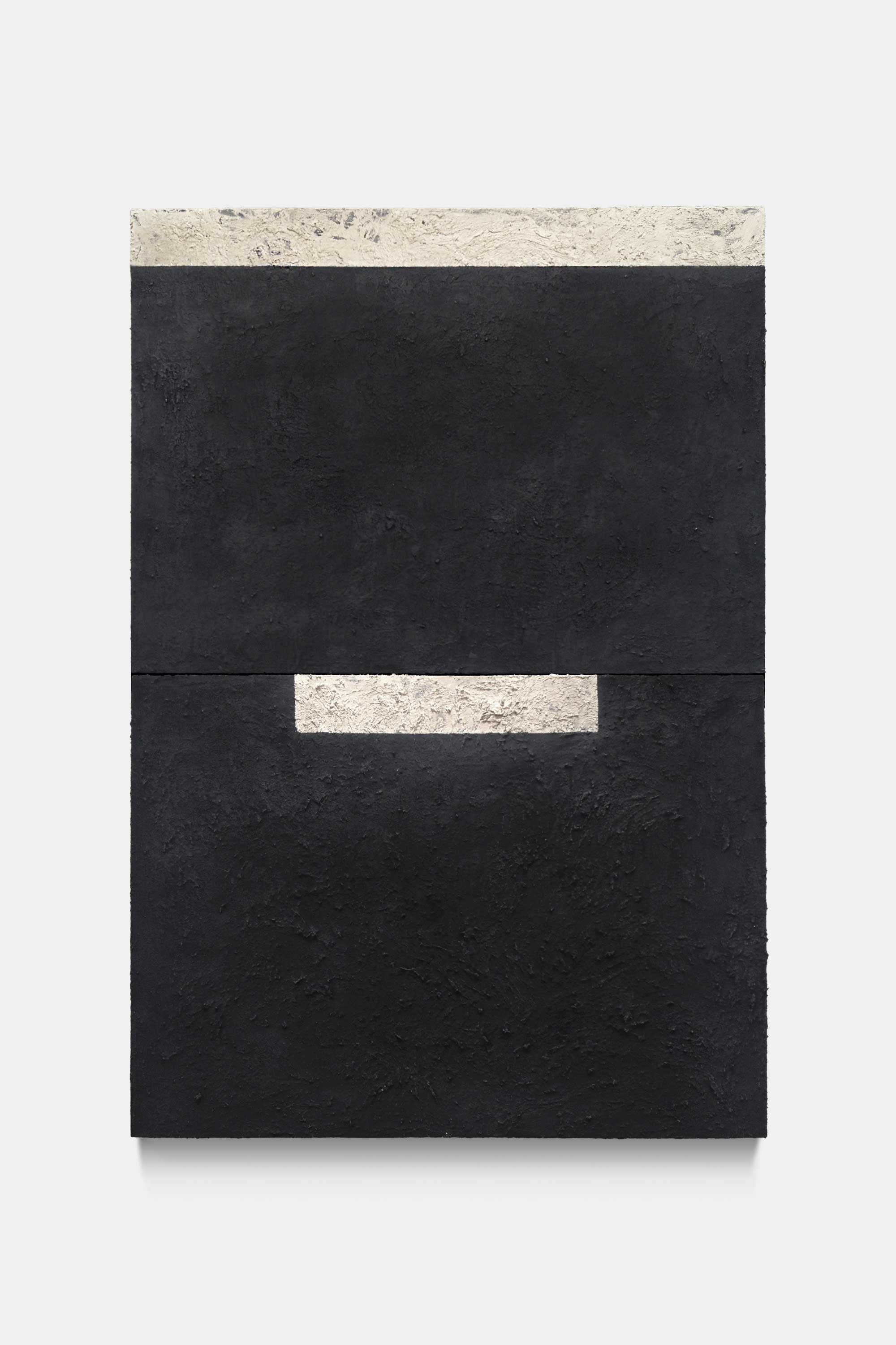 The Weight, 2016. Copper oxide and clay on wood. 140&#160;×&#160;146&#160;cm. Diptych.