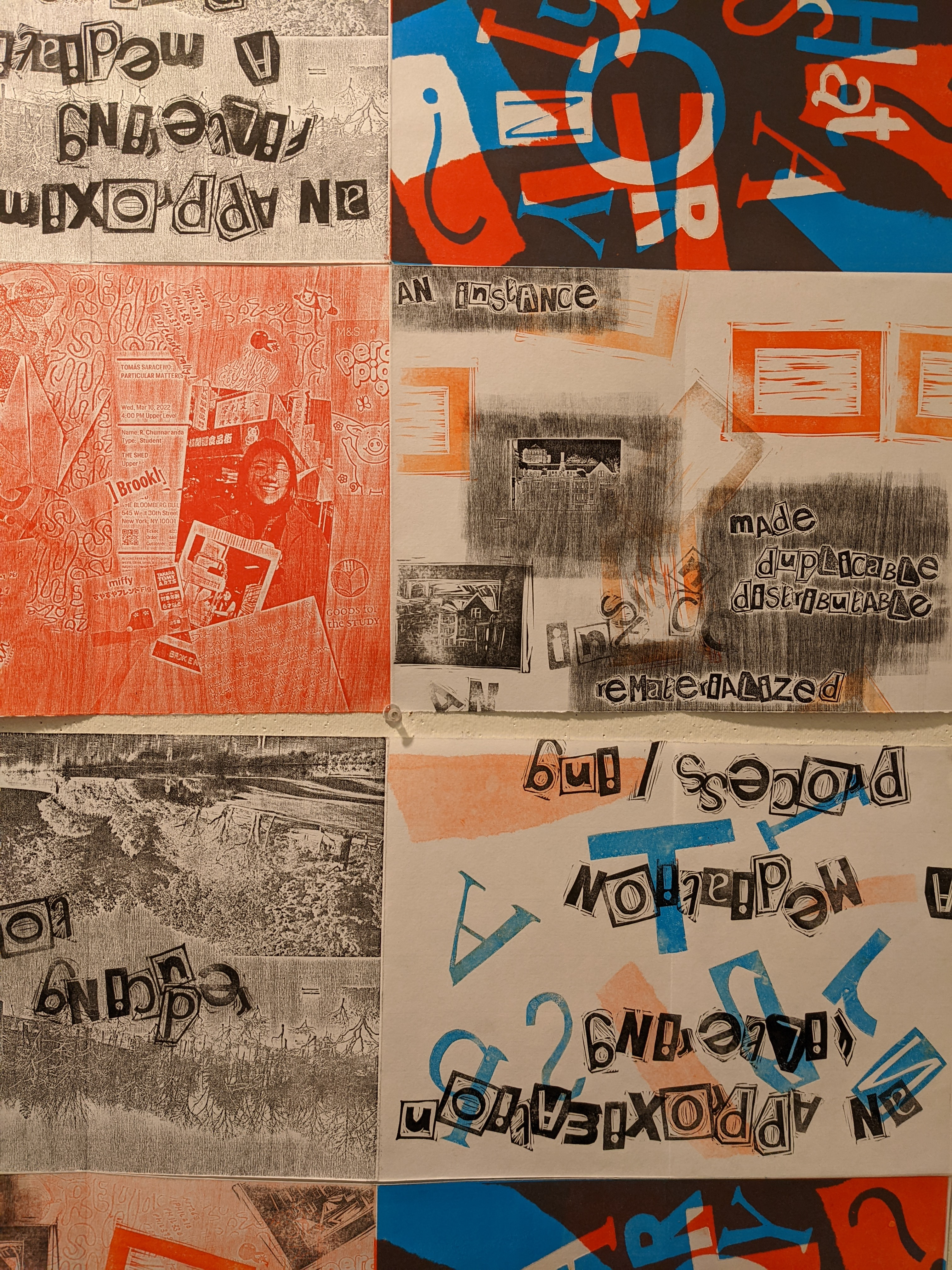 What is a Memory / What is a Print ? — six monoprint single-sheet zines (18 x 24 in. unfolded)