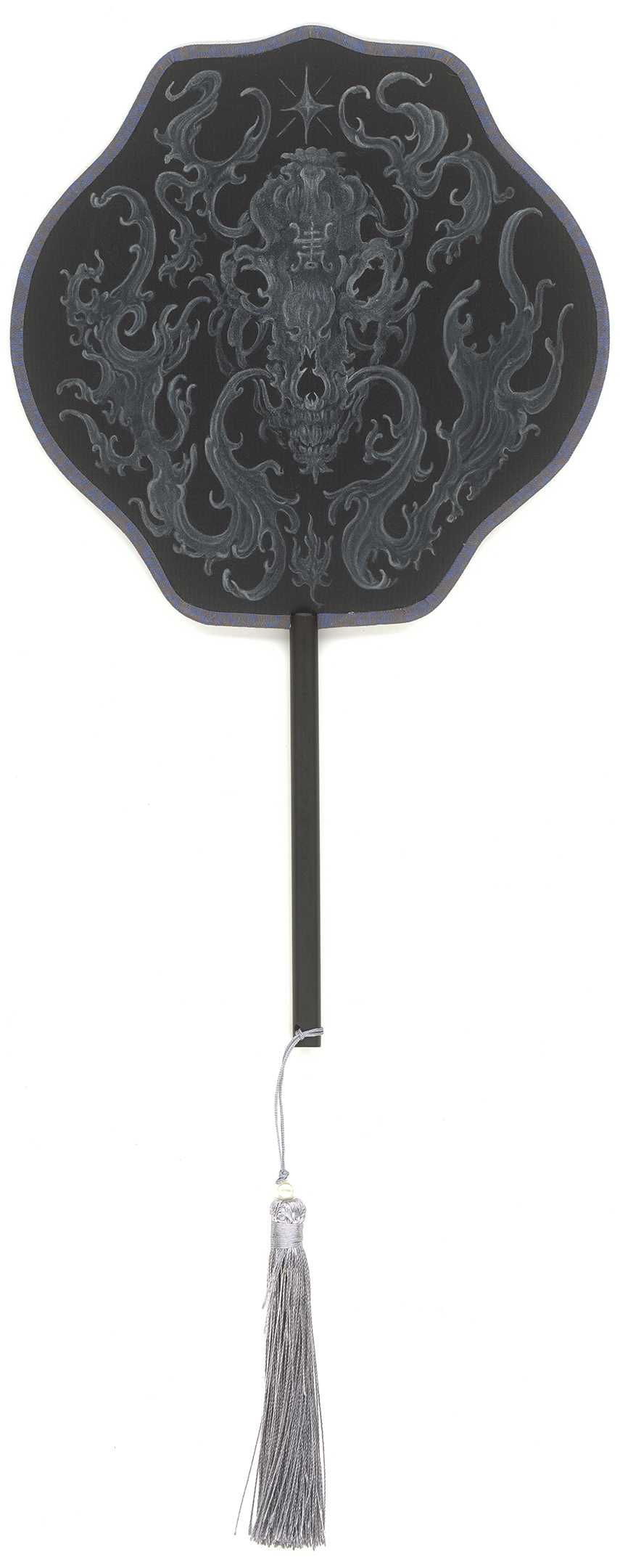 "All Thoughts Fly 2" , 54 x 21 cm, acrylic paint on silk fan