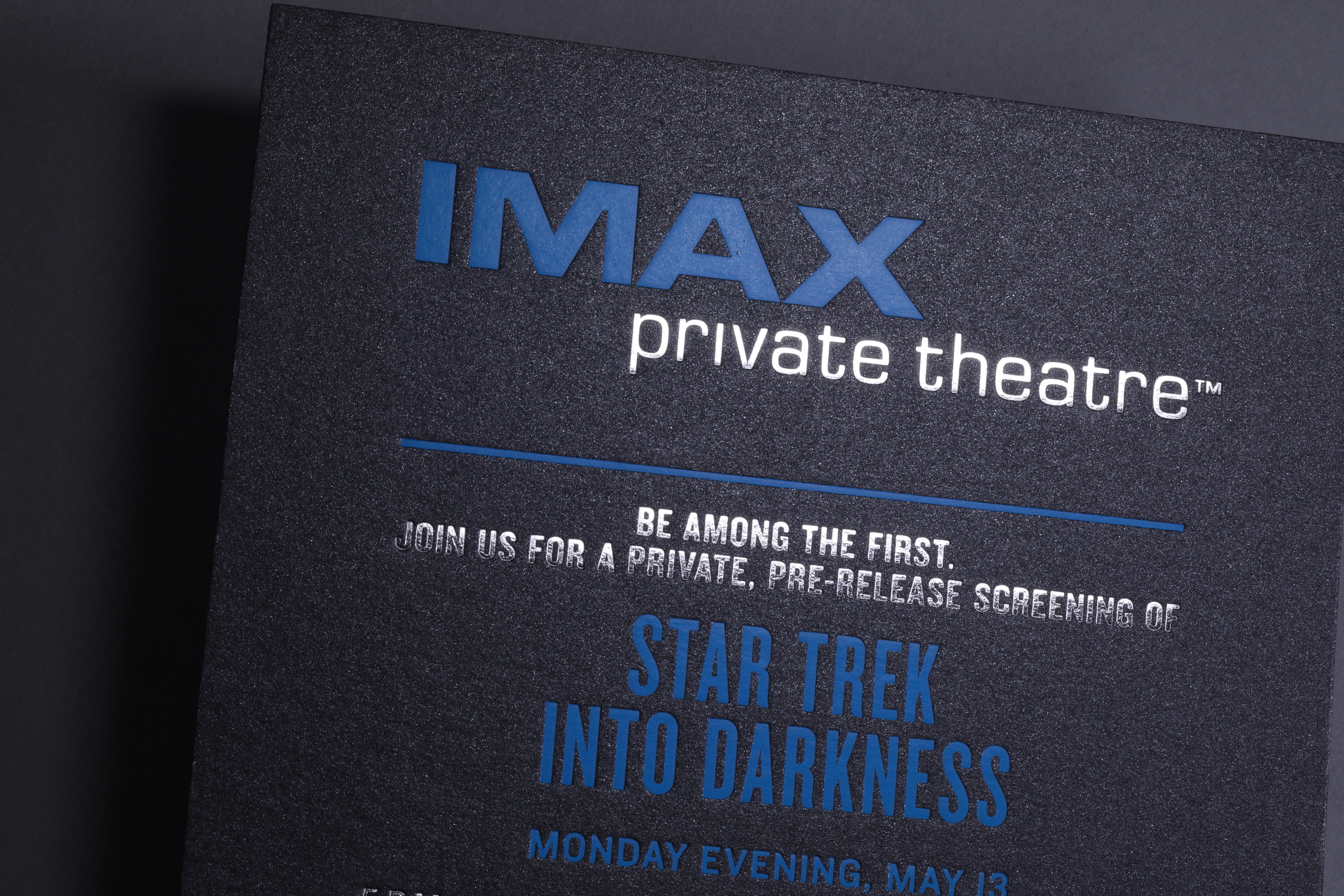 FOIL STAMPINGSTAR TREK IMAX invitation