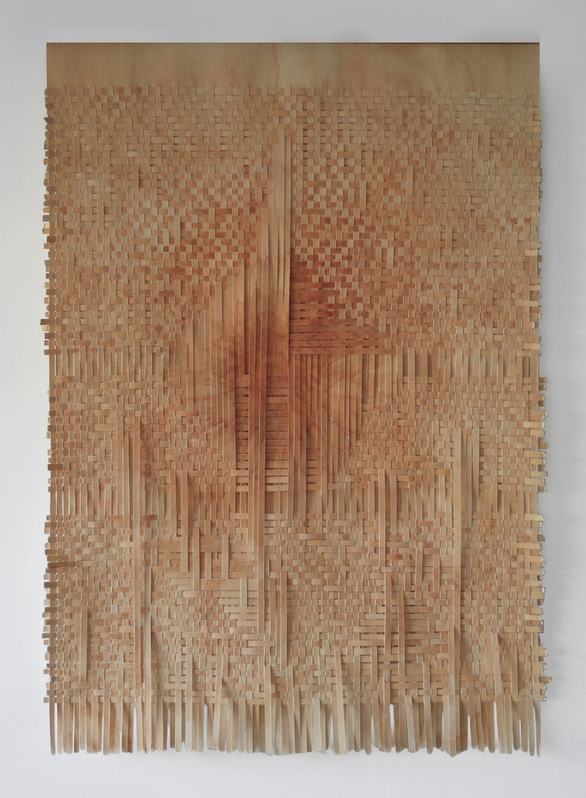 Solar 02, woven painting, cotton paper, natural ink from avocado pits and skins, 25’’x 35.5’’ (framed), 2021