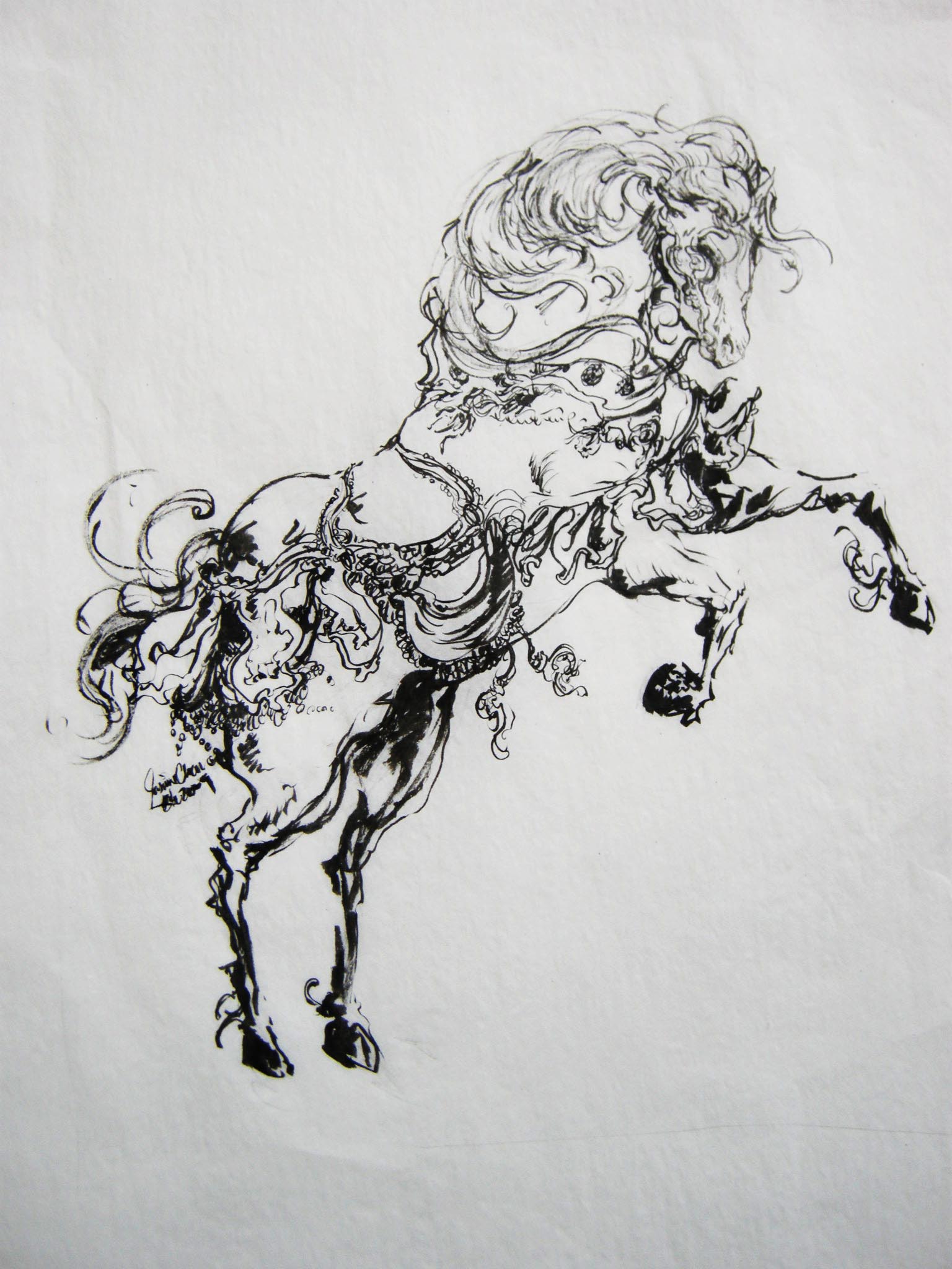 Excerpt from " 8 Horses", ChinChin Marketing Commission. 2009. Ink on paper.