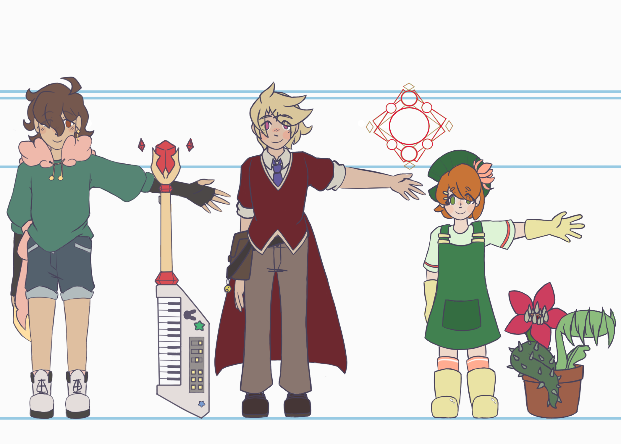 Bard, Summoner, and Botanist LineupDigital Illustration, 2023