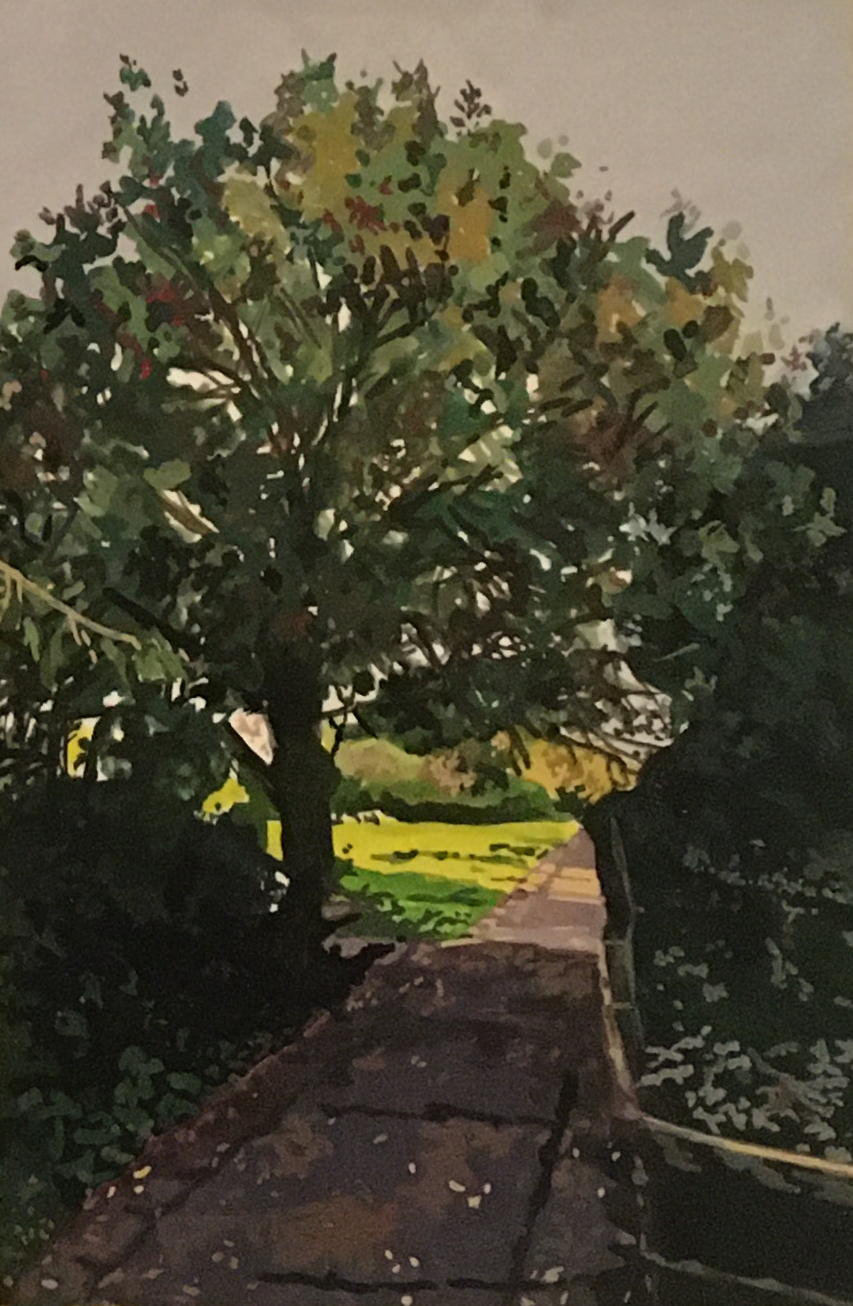 Waterworks Path in October (2020), gouache on paper, 13x18cm