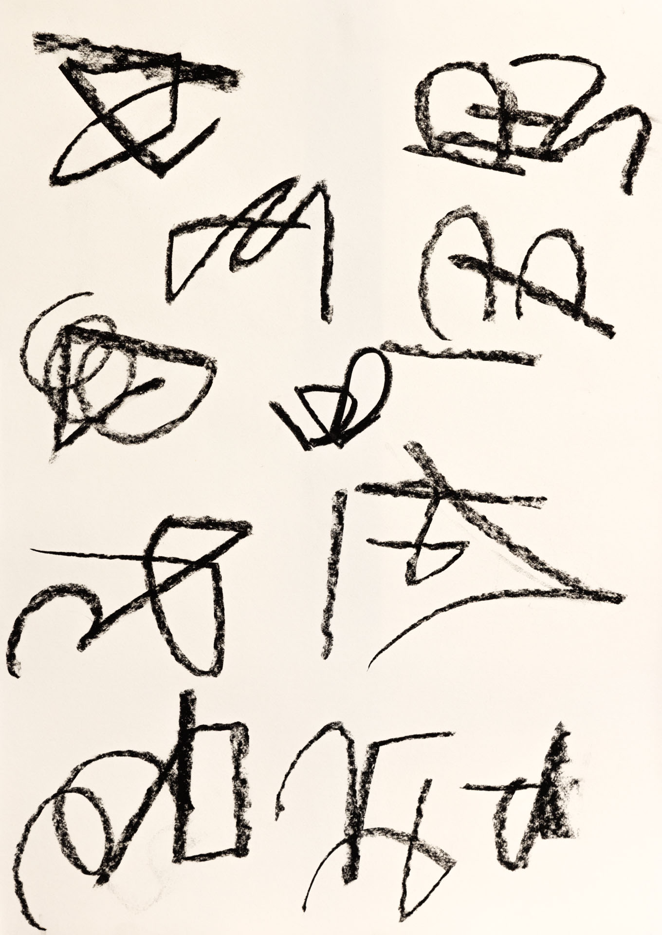 Hexen-AlphabetKohle auf PapierDIN A2