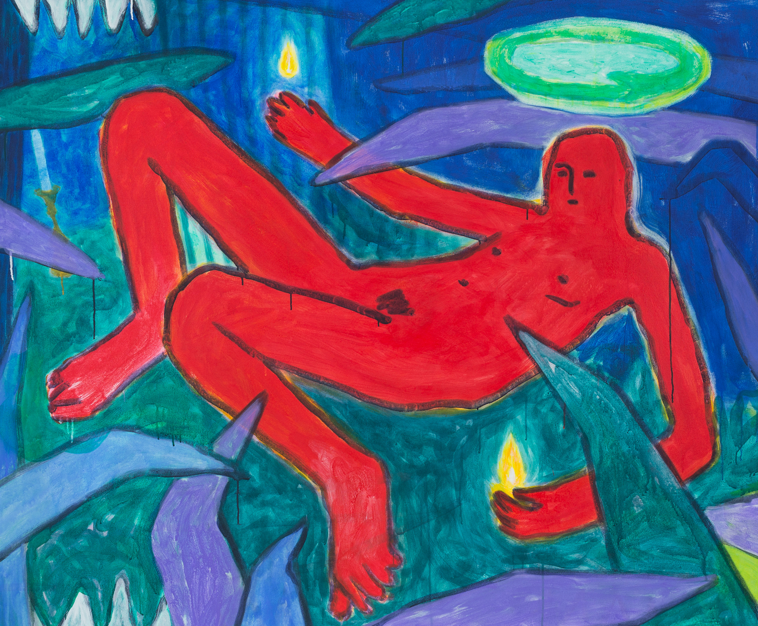 opposite of cool, 2024, Flashe and acrylic on canvas, 65 x 54 in.