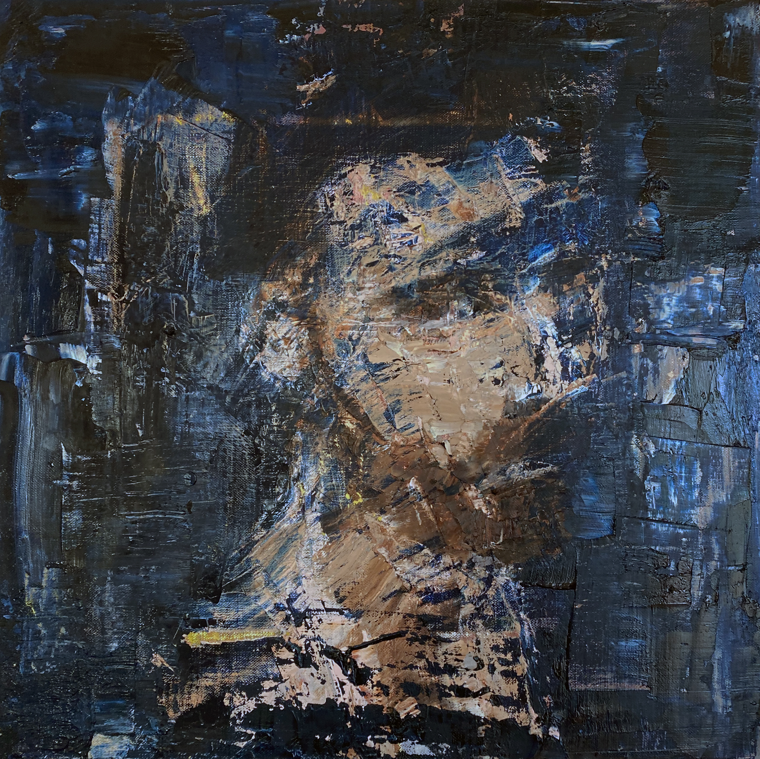 06. The Look Back 2021 oil on canvas 15 x 15’ inches