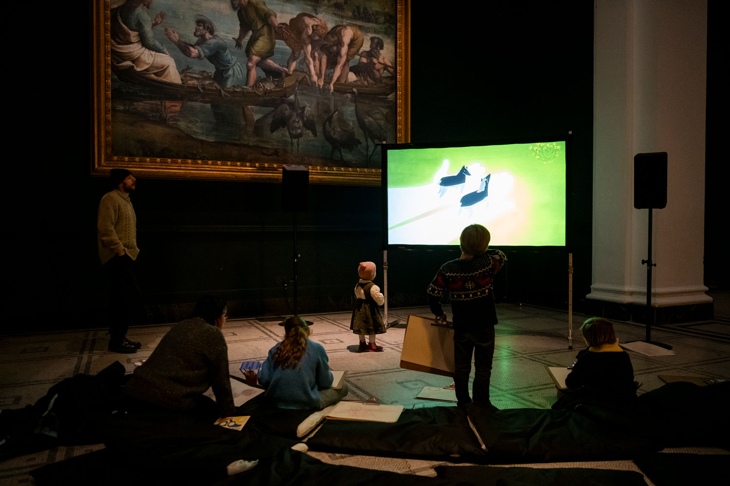 Drawing whilst watching animation. Film was 'Love' by Réka Busci. Photo by Sandra Ebert.