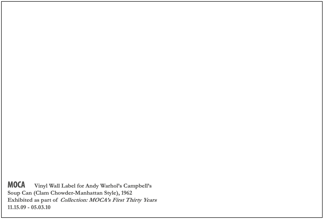 Postcard For The Los Angeles Museum of Contemporary Art (Back)