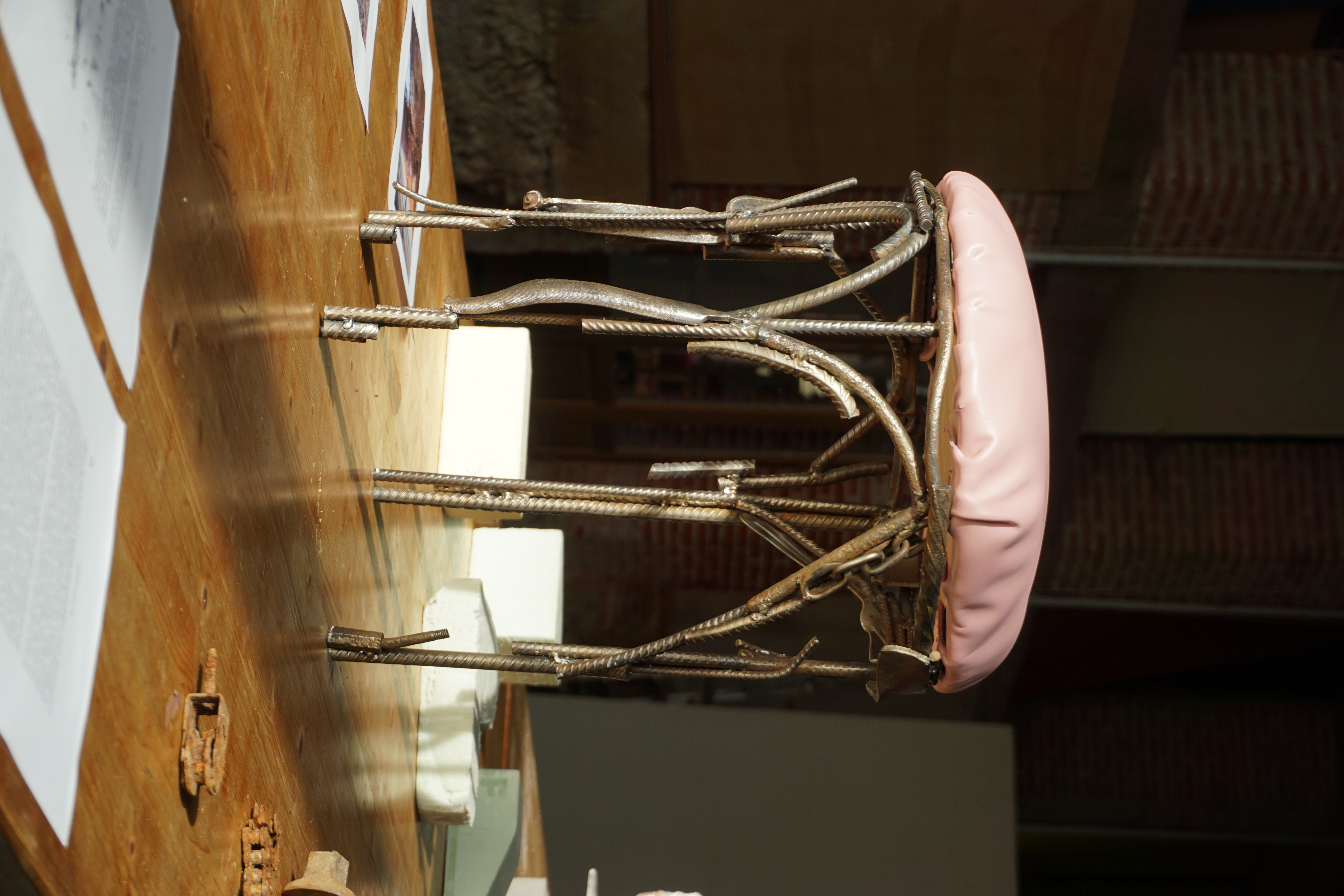 Scrap metal stool detail