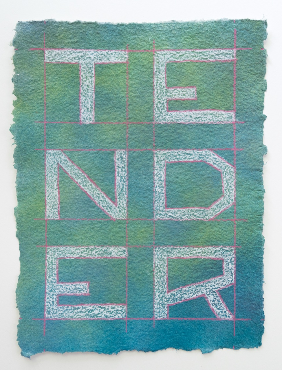 Sometimes Hard Somtimes (Tender) Enamel, colored pencil, handmade paper 9 x 12 inches 2017