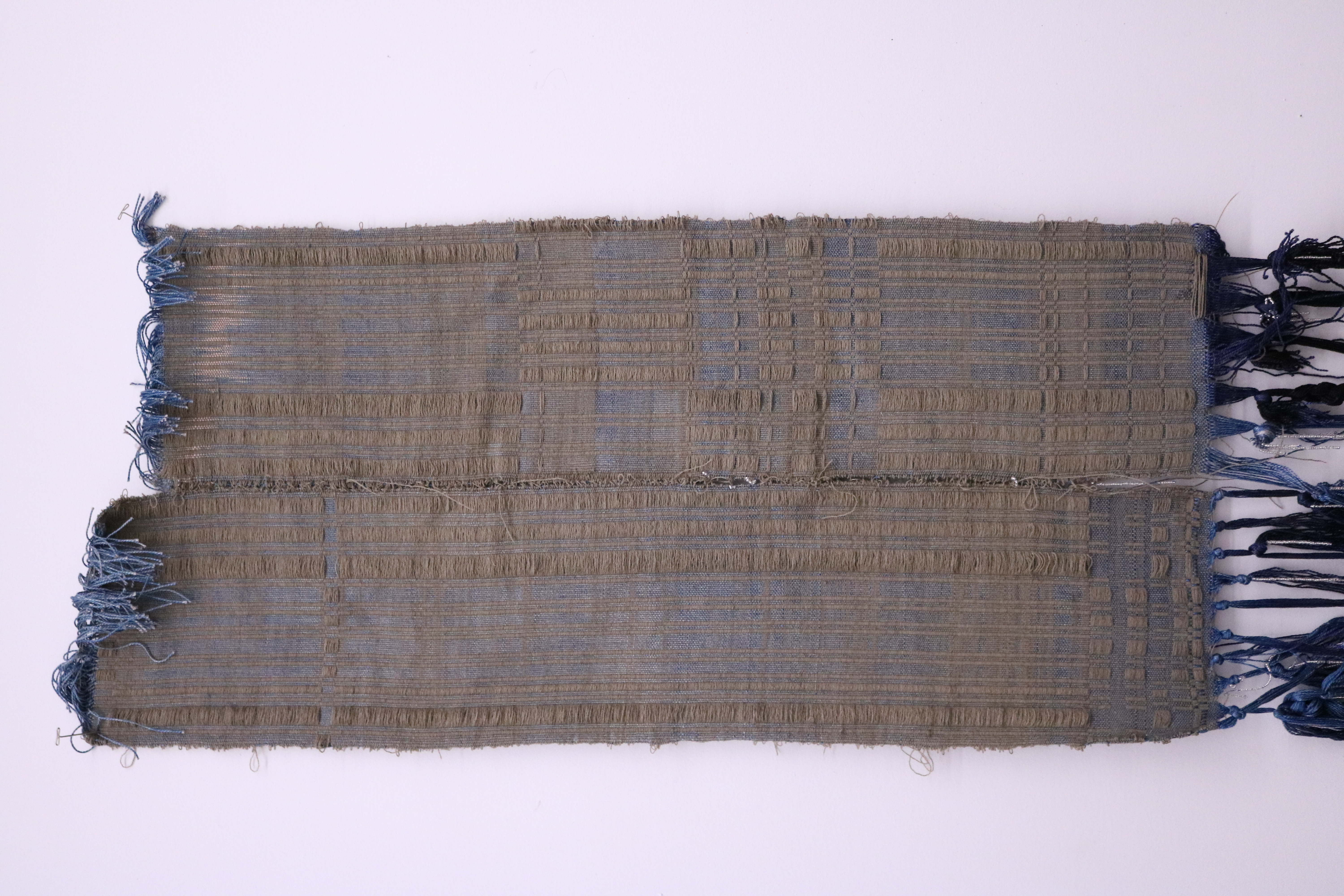 something that goes on for too long (twins), (detail), silk, wool, glass beads, wild clay