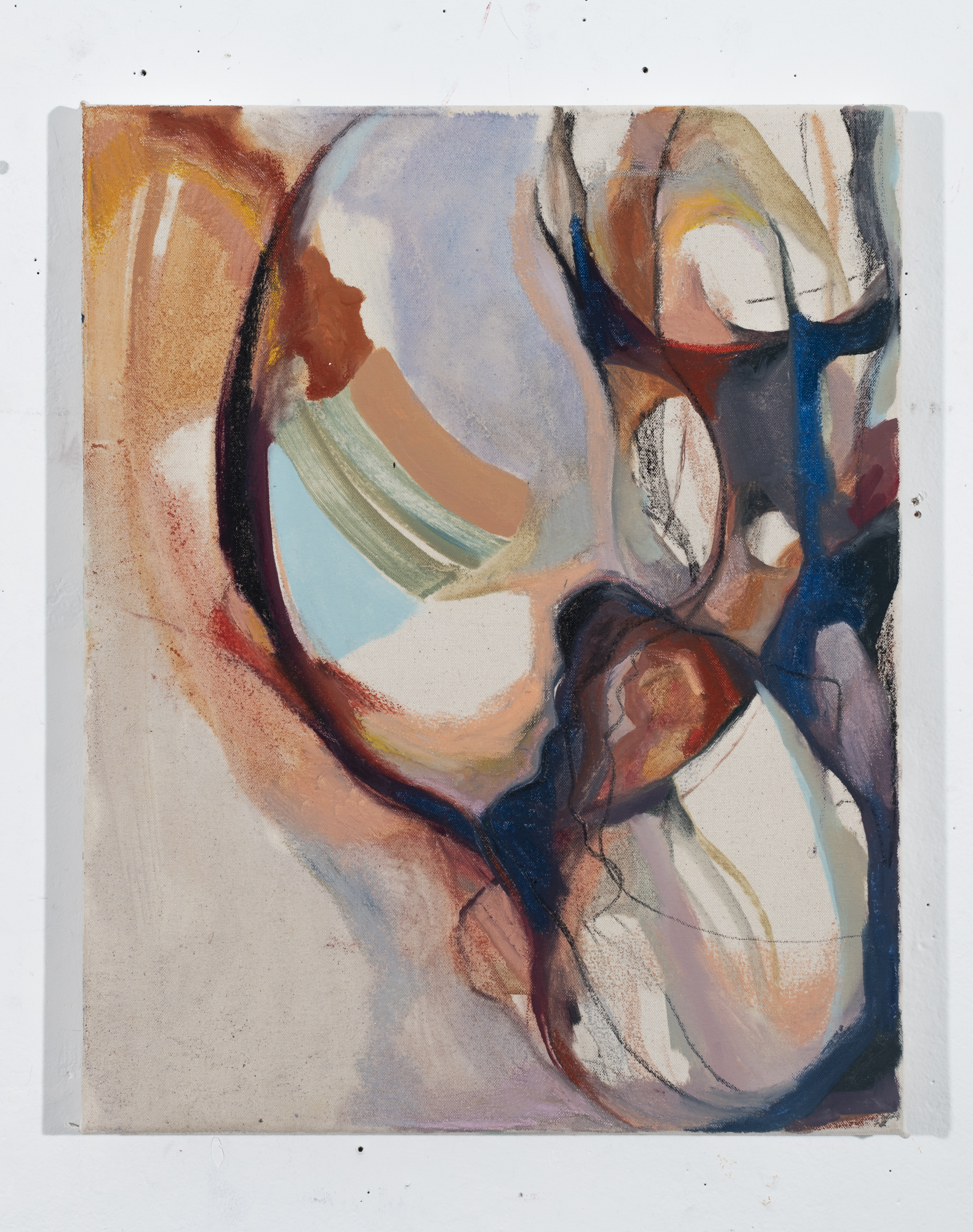 She saw right through him, 2018, 24 x 18 in, Oil, pastel, and charcoal on canvas