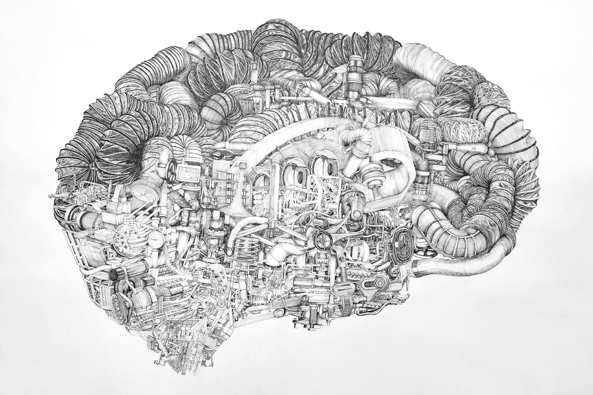 cerebrum, 2021, Fineliner auf Papier, 137x98cm