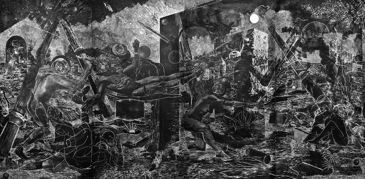 As a Revelation, Time Presents Itself. 96"x192" Woodcut matrix. 2020