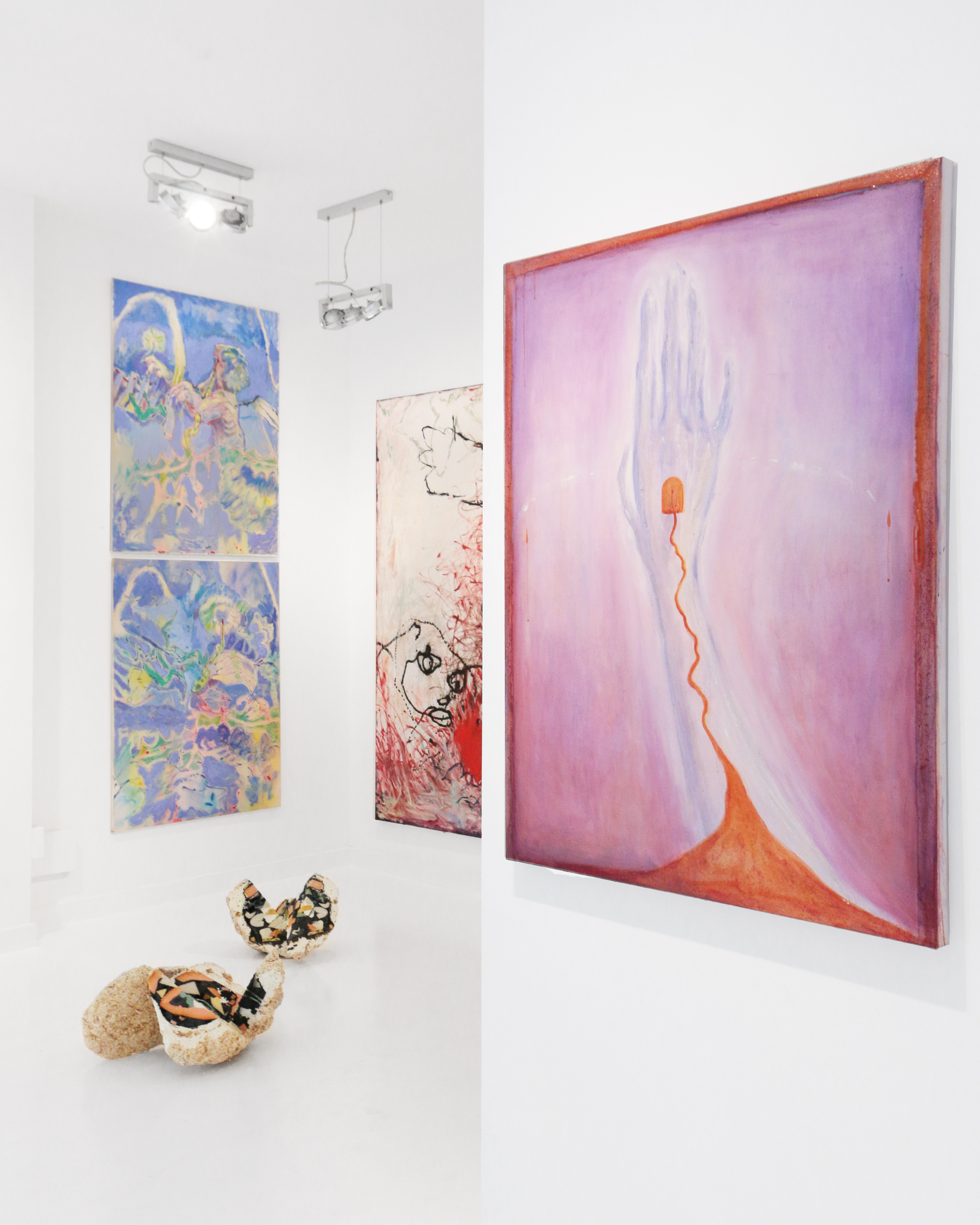 Exhibition View. (L) to (R). Alexandra Errington. Marc Sisquella. Juaki Pesudo. Salomé Wu.