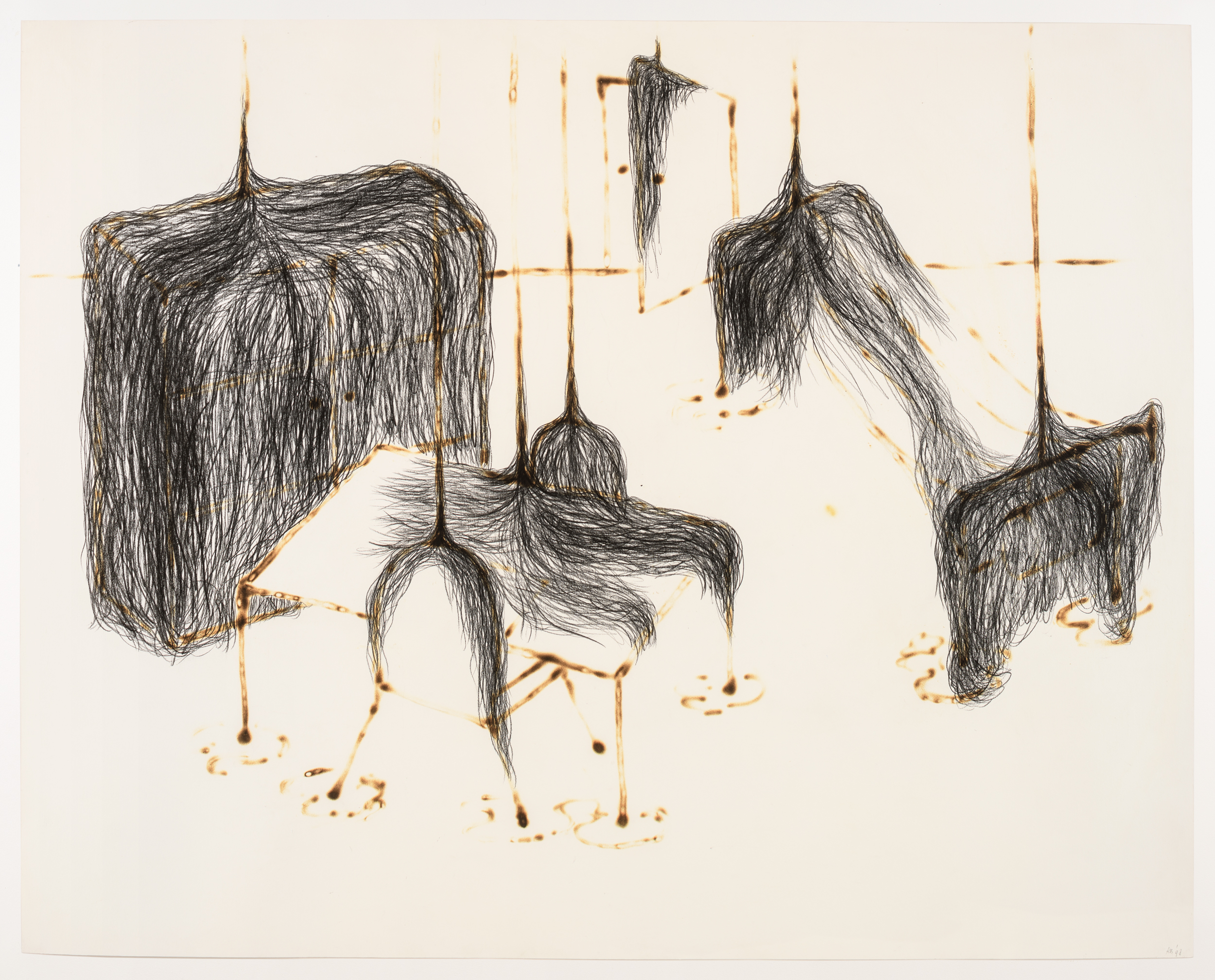 The secret life II, 1998 Coloured pencil, burnt paper 119 x 149 cm