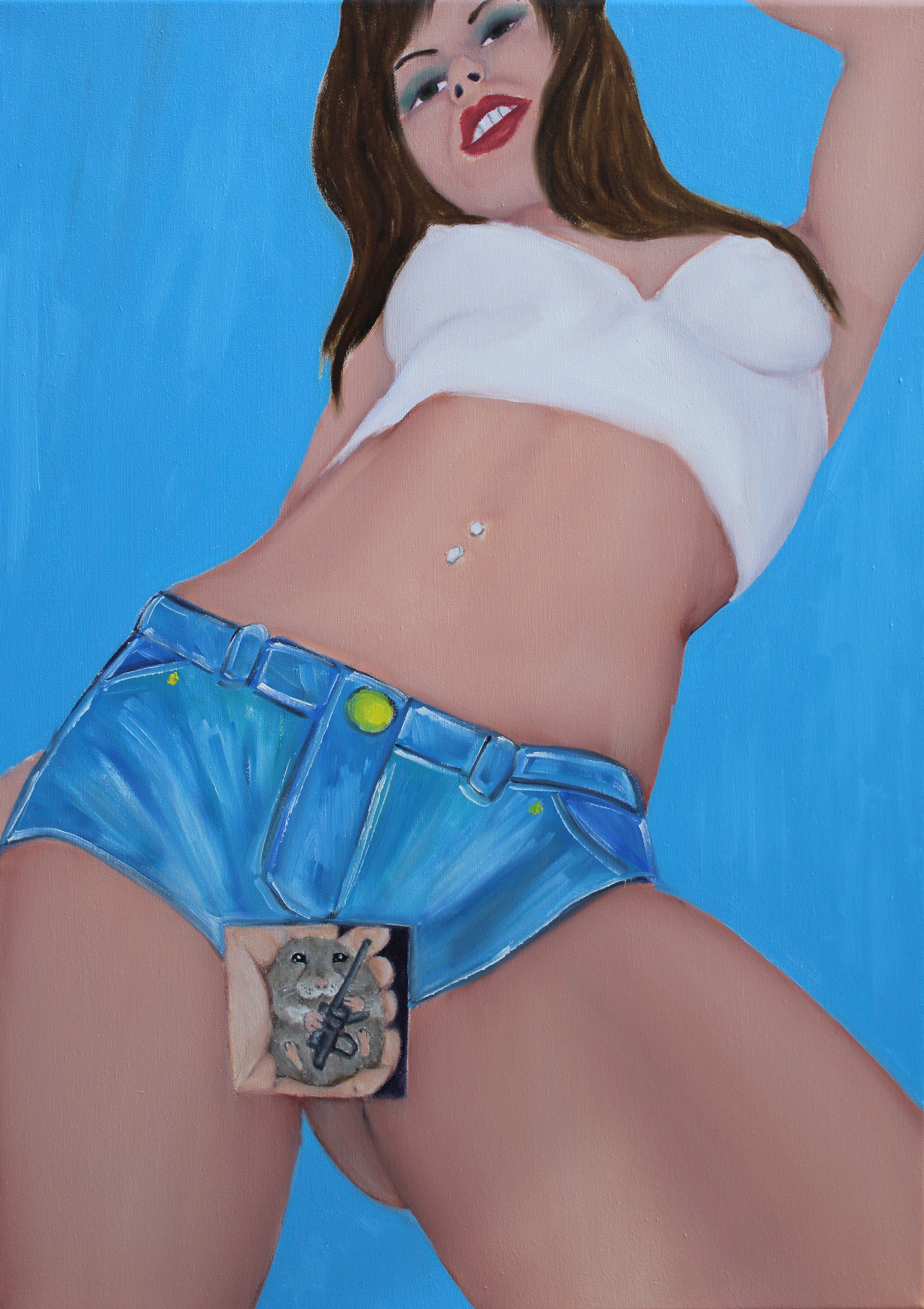 Badass hamster, oil on canvas, 70x50 cm, 2023