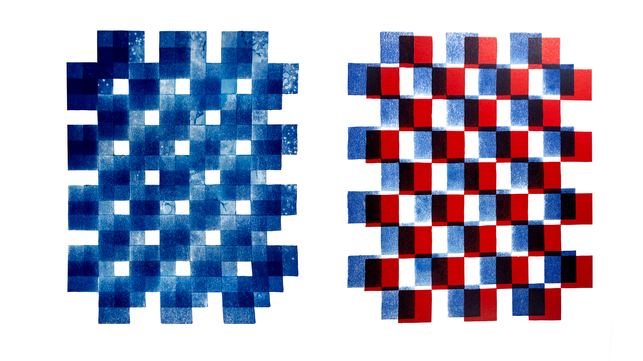 From the series Red on Blue, letterpress—2020