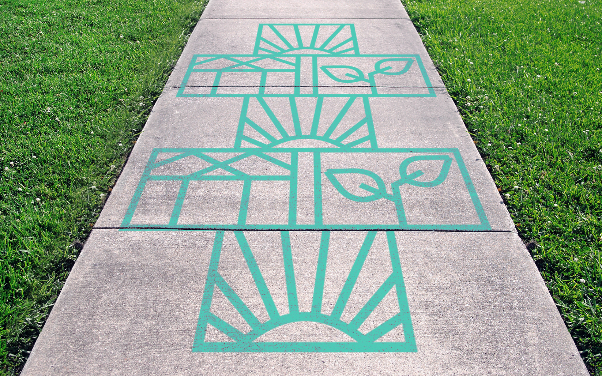 sidewalk chalk made of icons