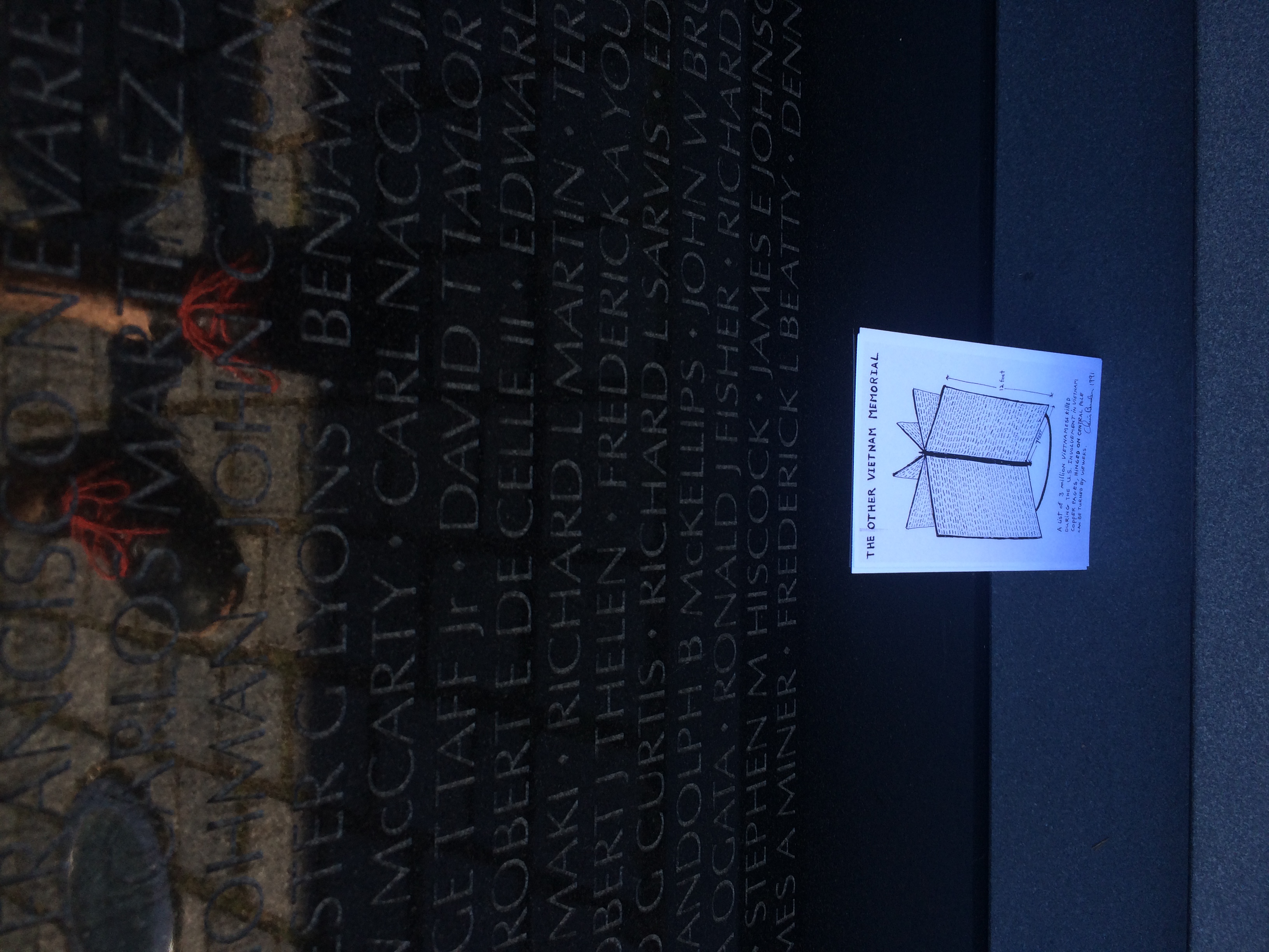 I left John's card at The Vietnam Veterans Memorial in Washington, DC.