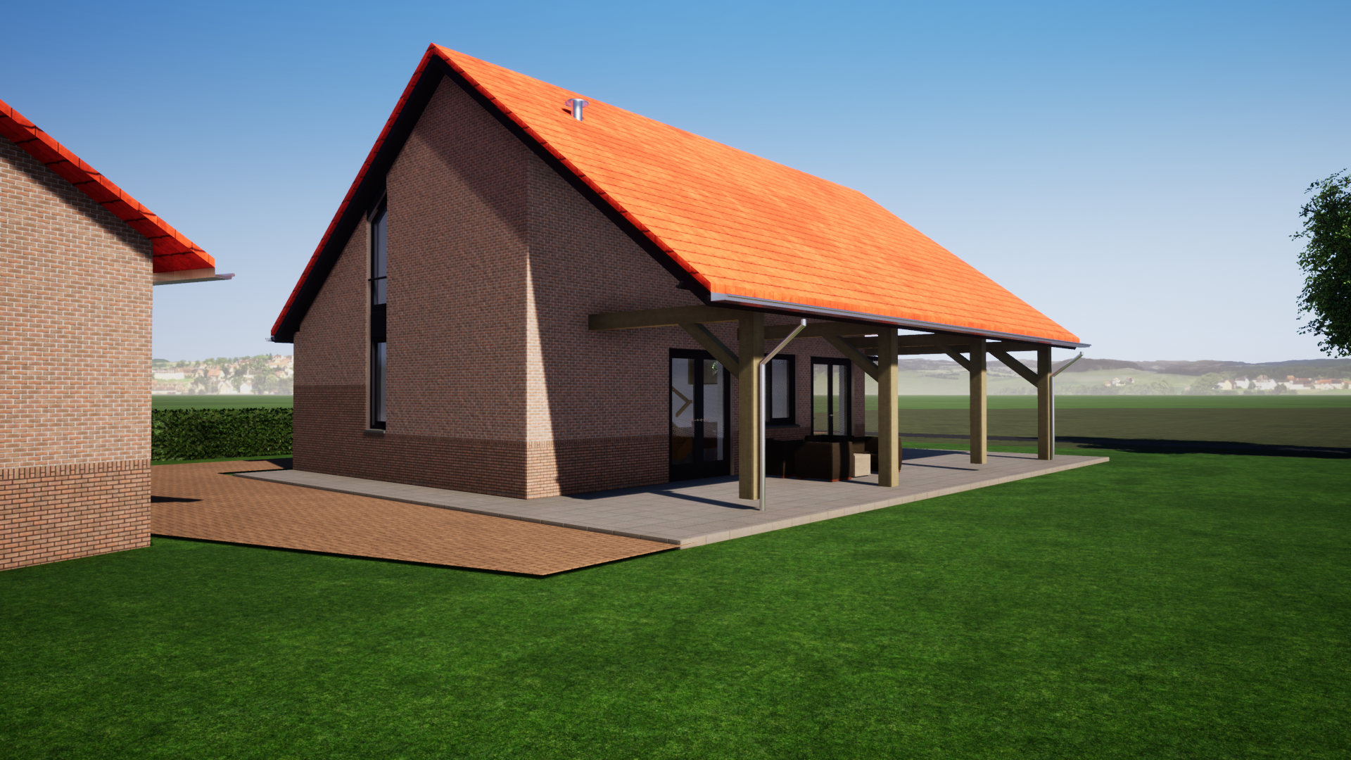 3D-Impressie: linker zij-/ achtergevel