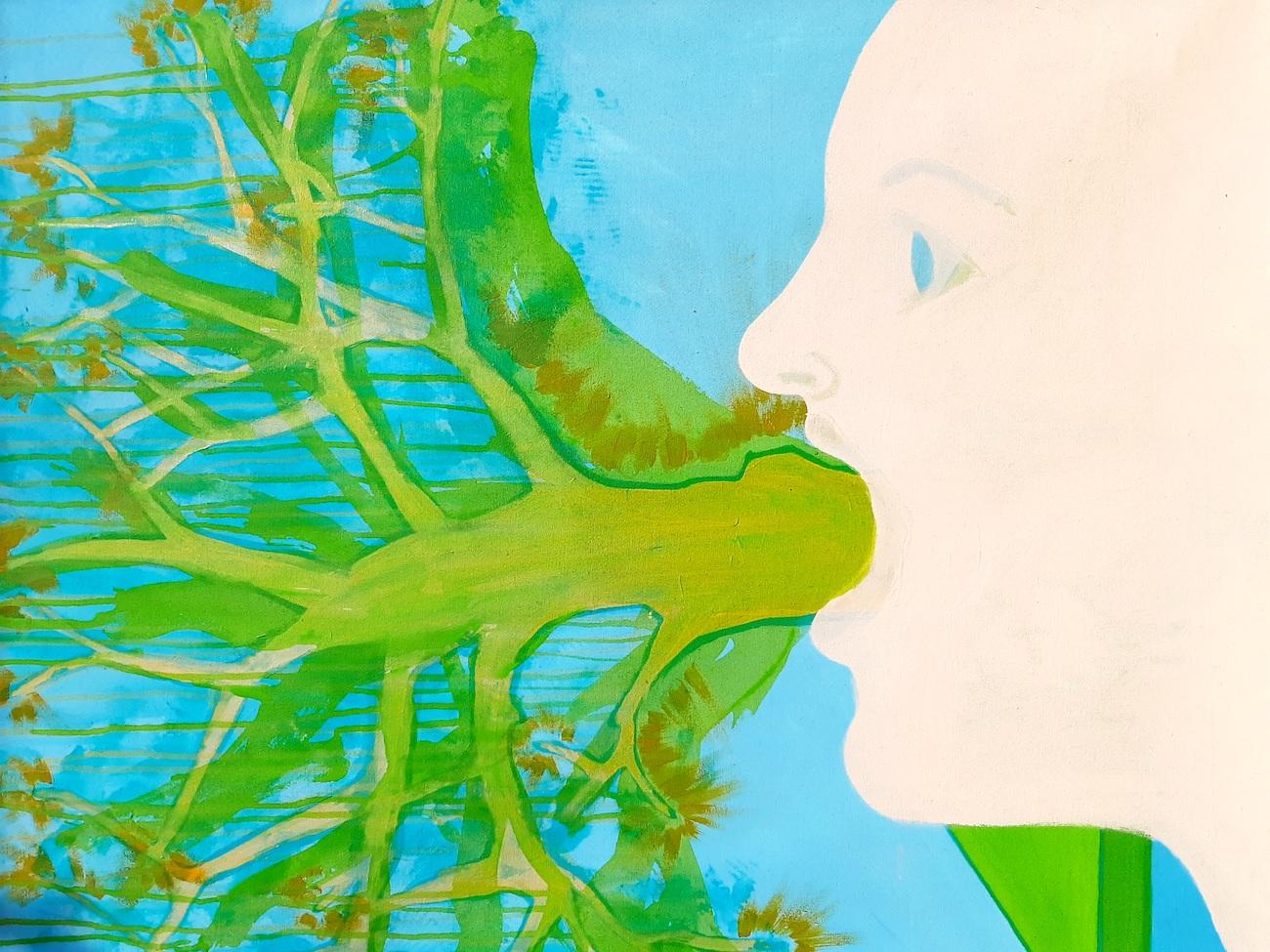 Watch your Words, 2019,  90cm b x 80cm h, Painting