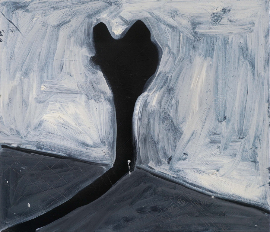 I Got Stuck!, 2020, oil, spray on canvas, 45x53cm.