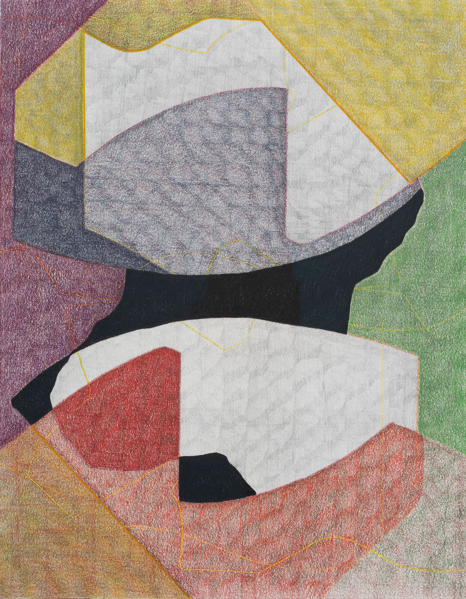 Meniscus, 2025, colored pencil and graphite on paper, 14 × 11".