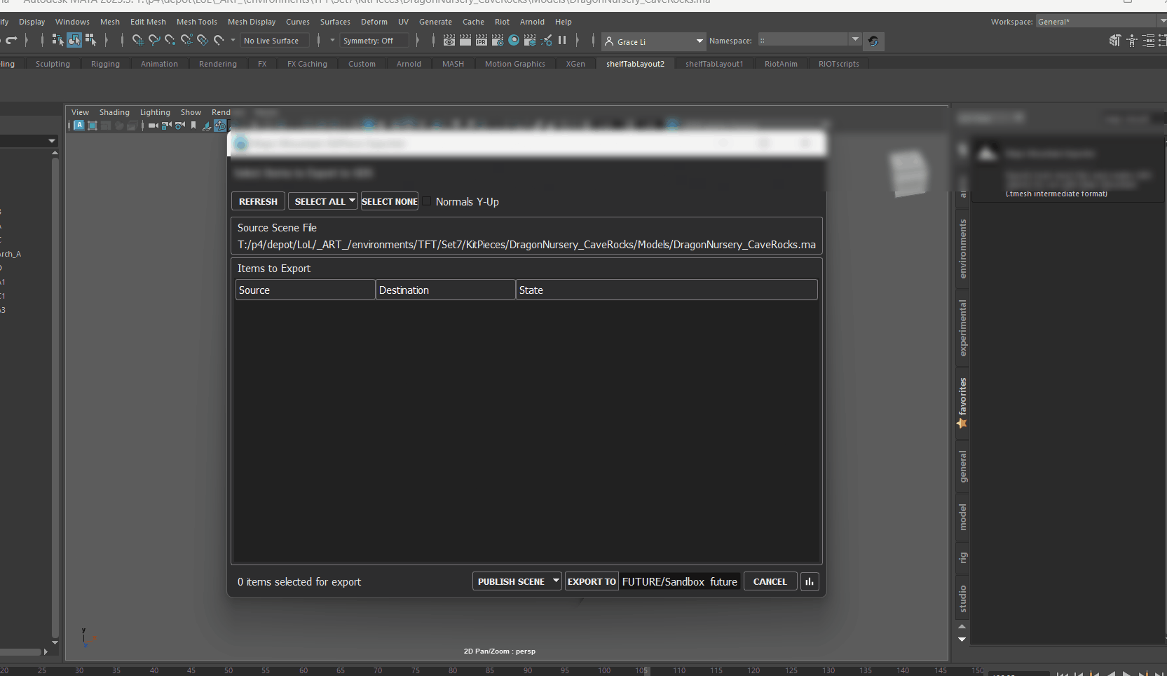 Export tooling for environment asset type out of Maya