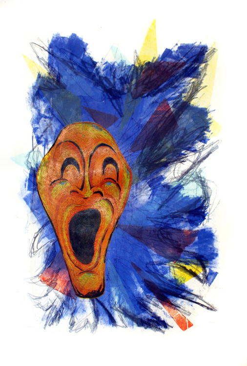 Elation, monotype, collagraphy, & woodblock relief printing, May 2013, 44" x 30