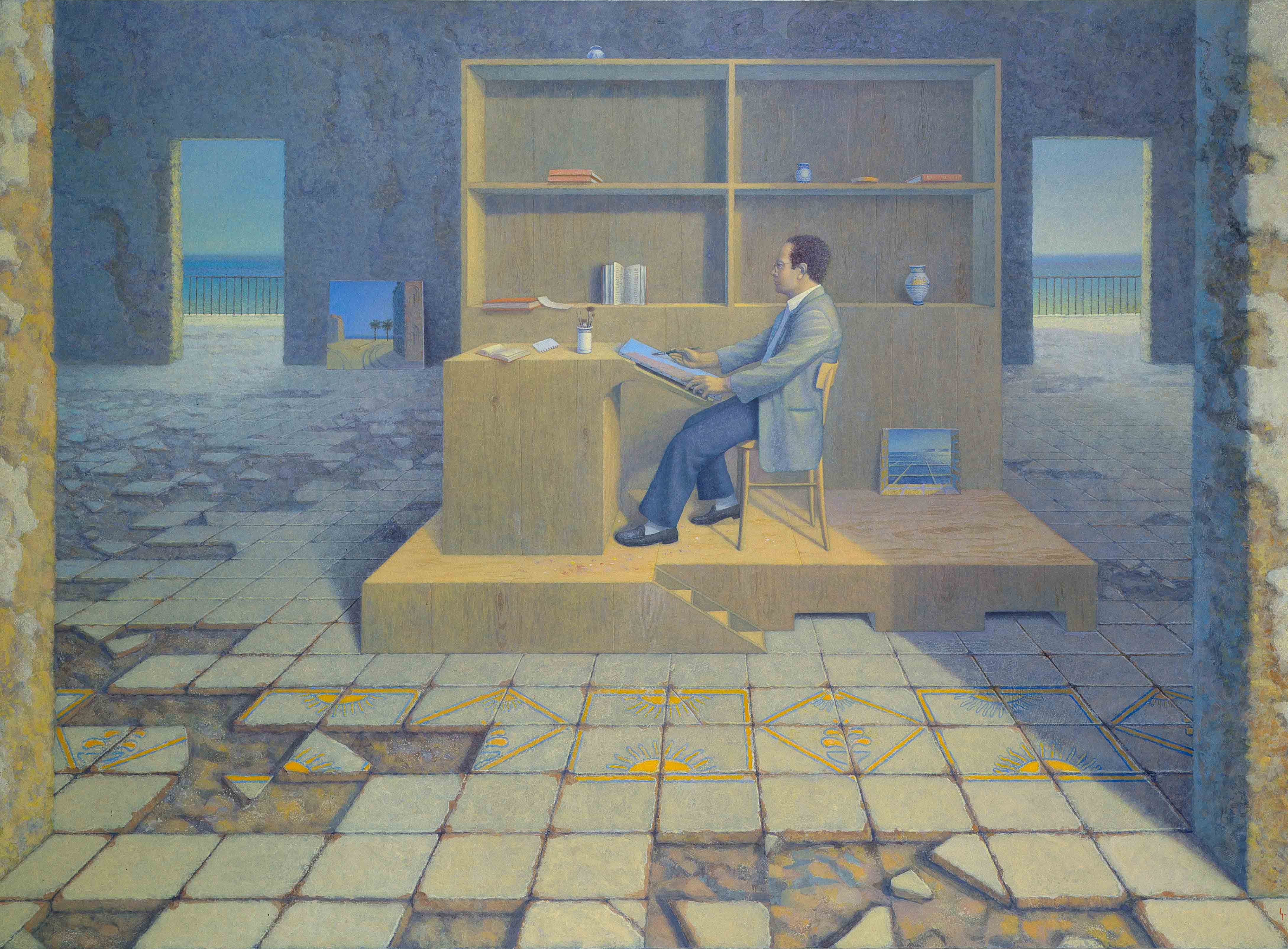 Omaggio ad Antonello, 1991, olio su tavola, 130 x 180 cm