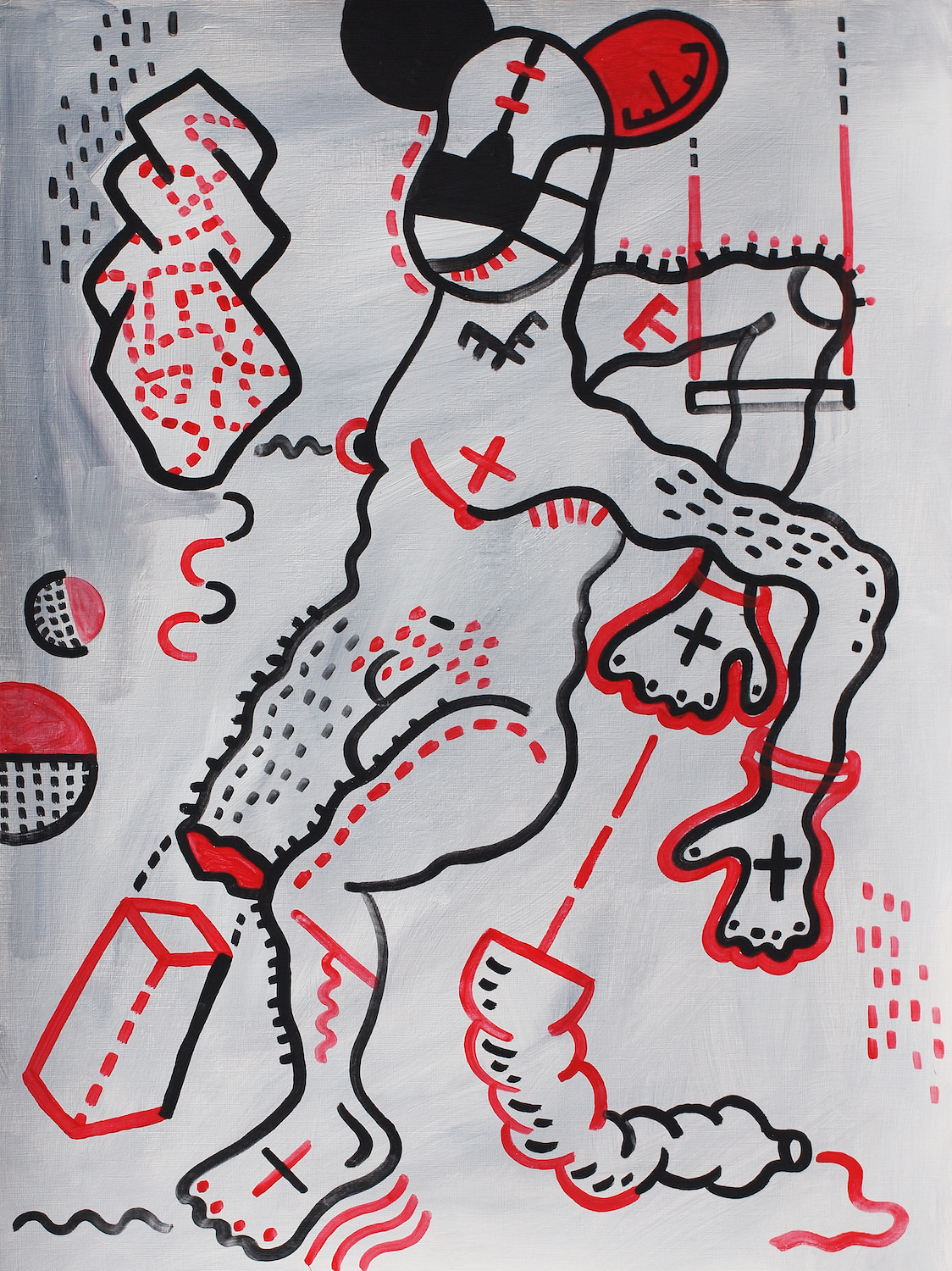 Violent Lapses of Acquired Habits no. 1, 2020, Flashe on paper, 24 x 18 in. (framed)