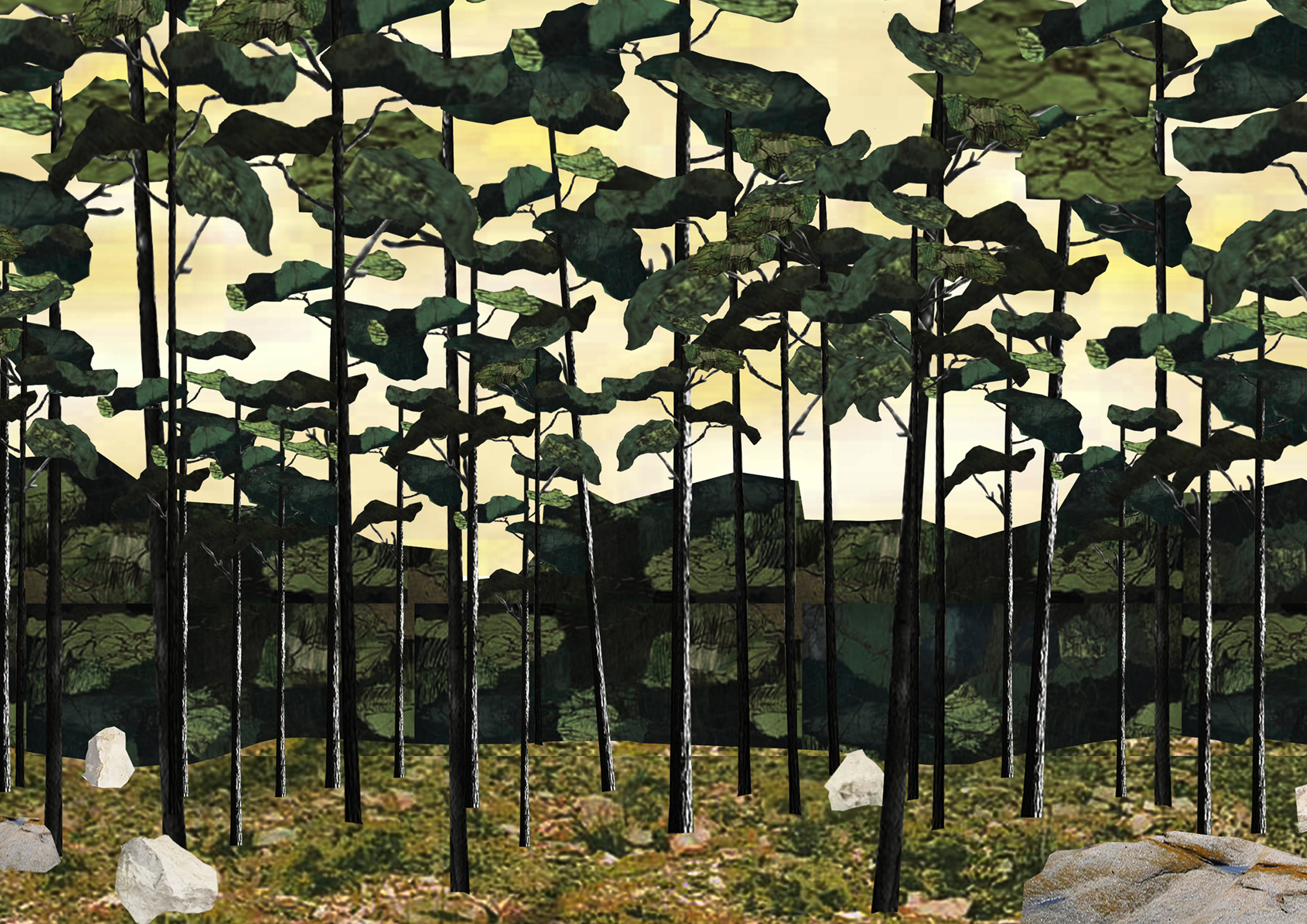 bygning i en furuskog. 2019