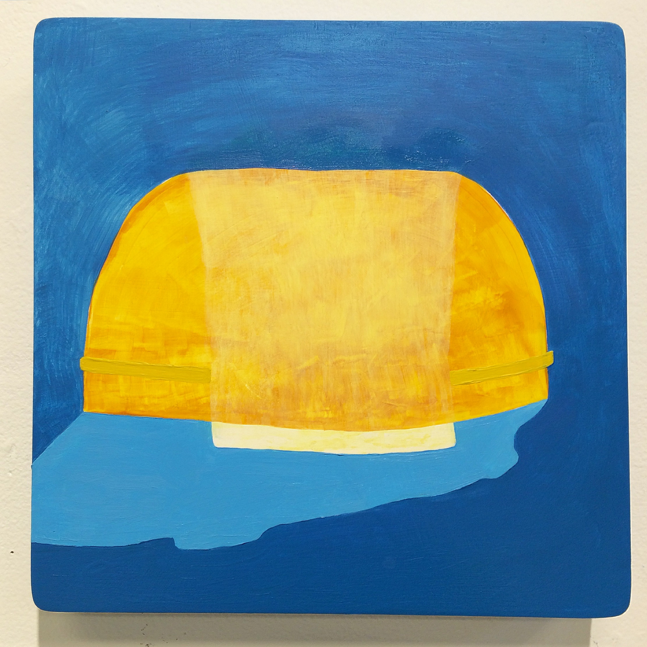 Butter Bunker, 12 x 12 inches, acrylic, hot-pressed foil and oil on wood panel