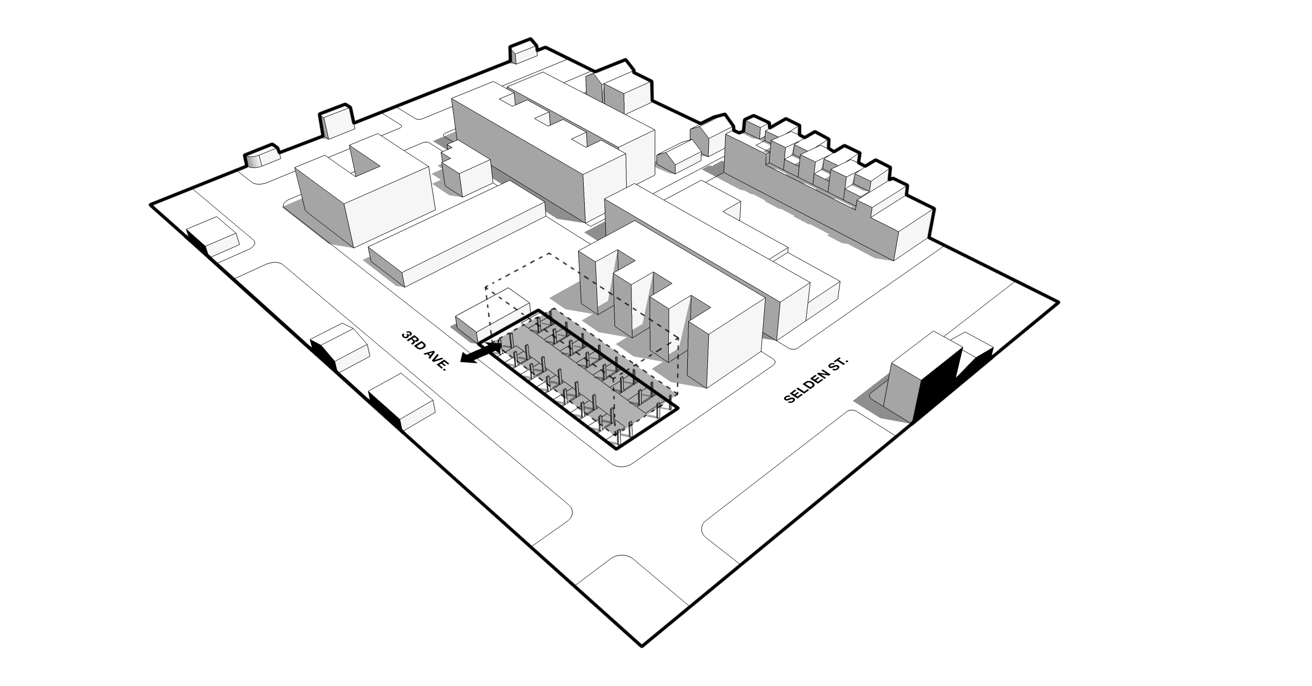 Diagram: Parking + structural grid