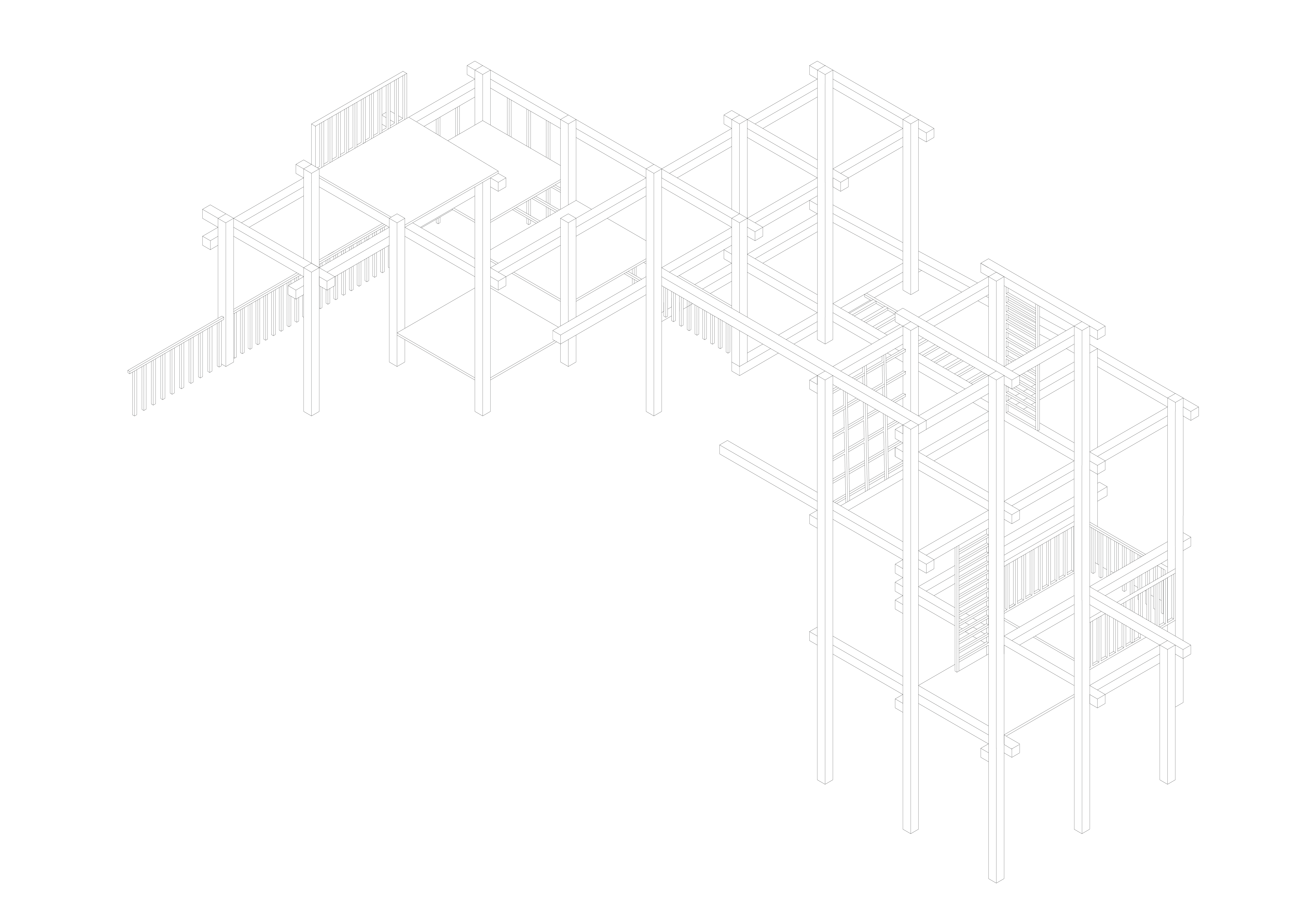axonometric drawing of the play structure in the courtyard of the residential building