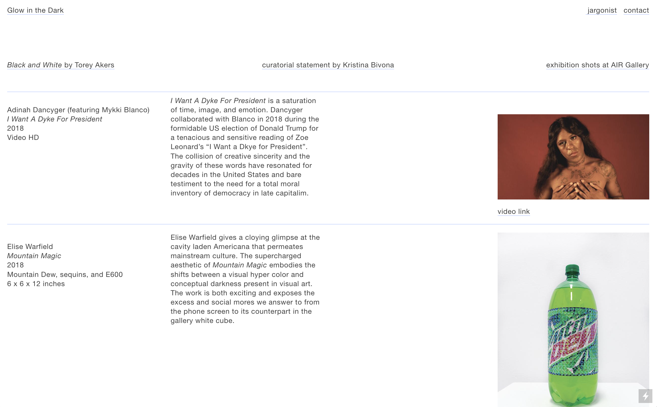 "Glow in the Dark" curated by Kristina Bivona