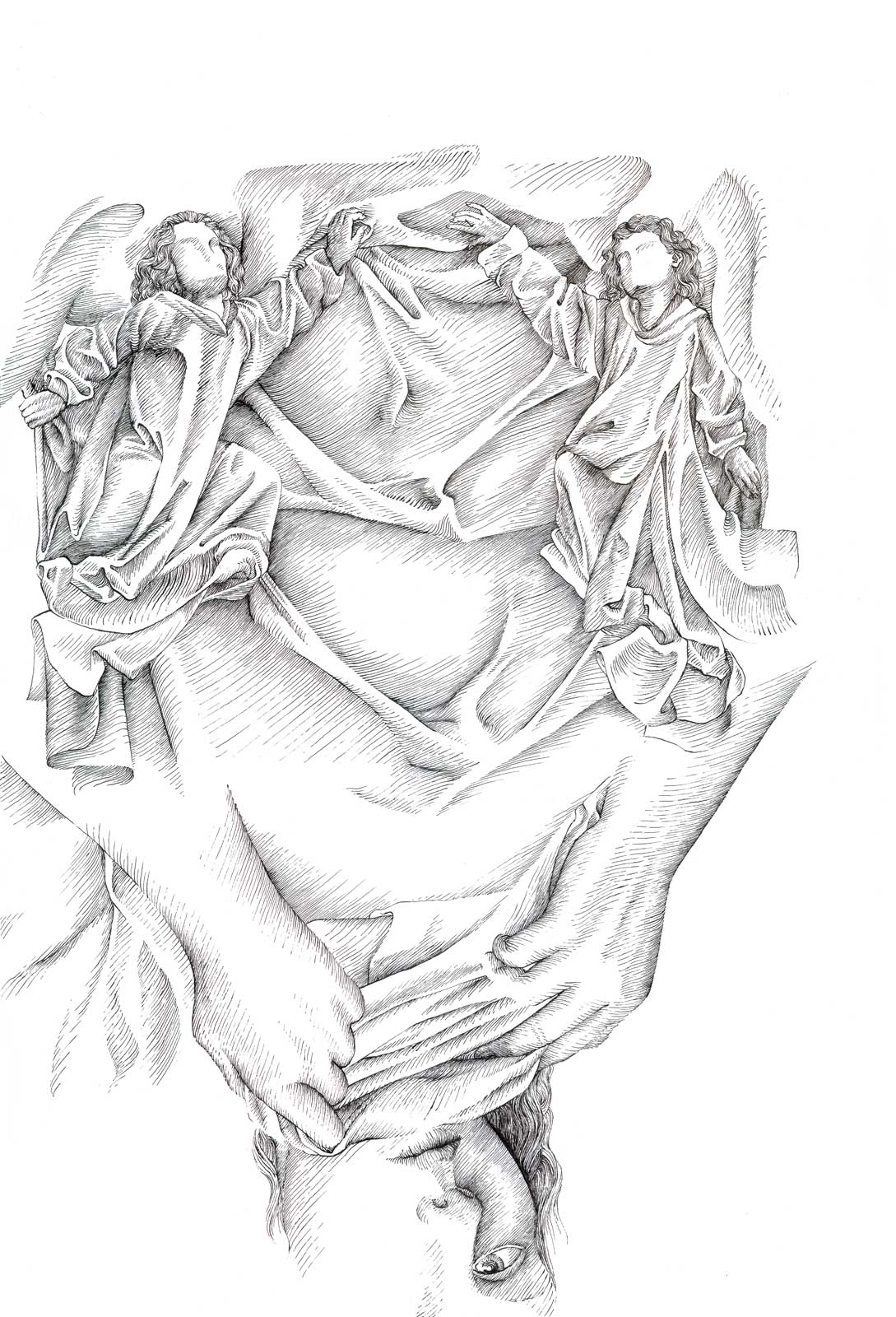 Cover/Uncover, 2018, ink on Bristol board, 47 x 32 cm. 