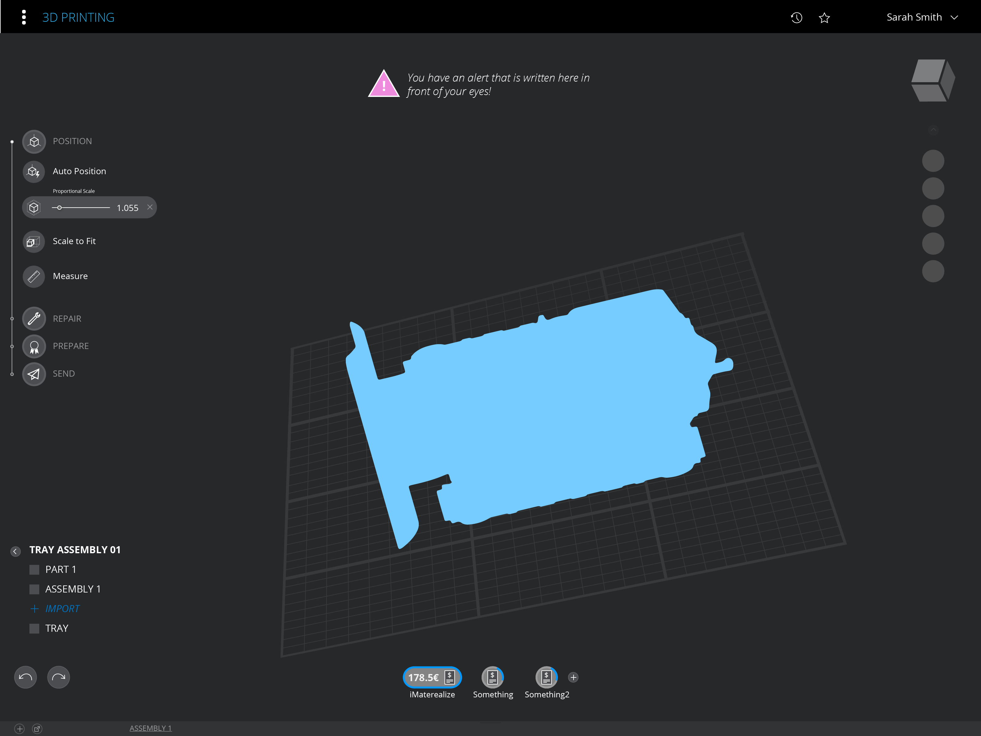 3D Printing cloud app, dark theme, 01.