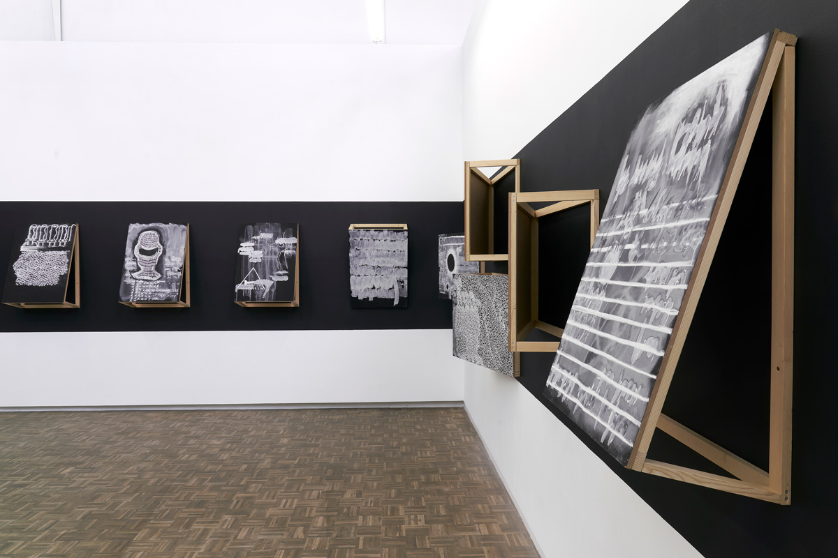 Kemang Wa Lehulere, Notes 1 - 13 (2017 - 2021) | Chalkboard paint, chalk and water on board; 100 x 70 x 38cm each