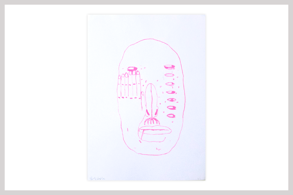 Masque 2 - Encre rose, papier lisse