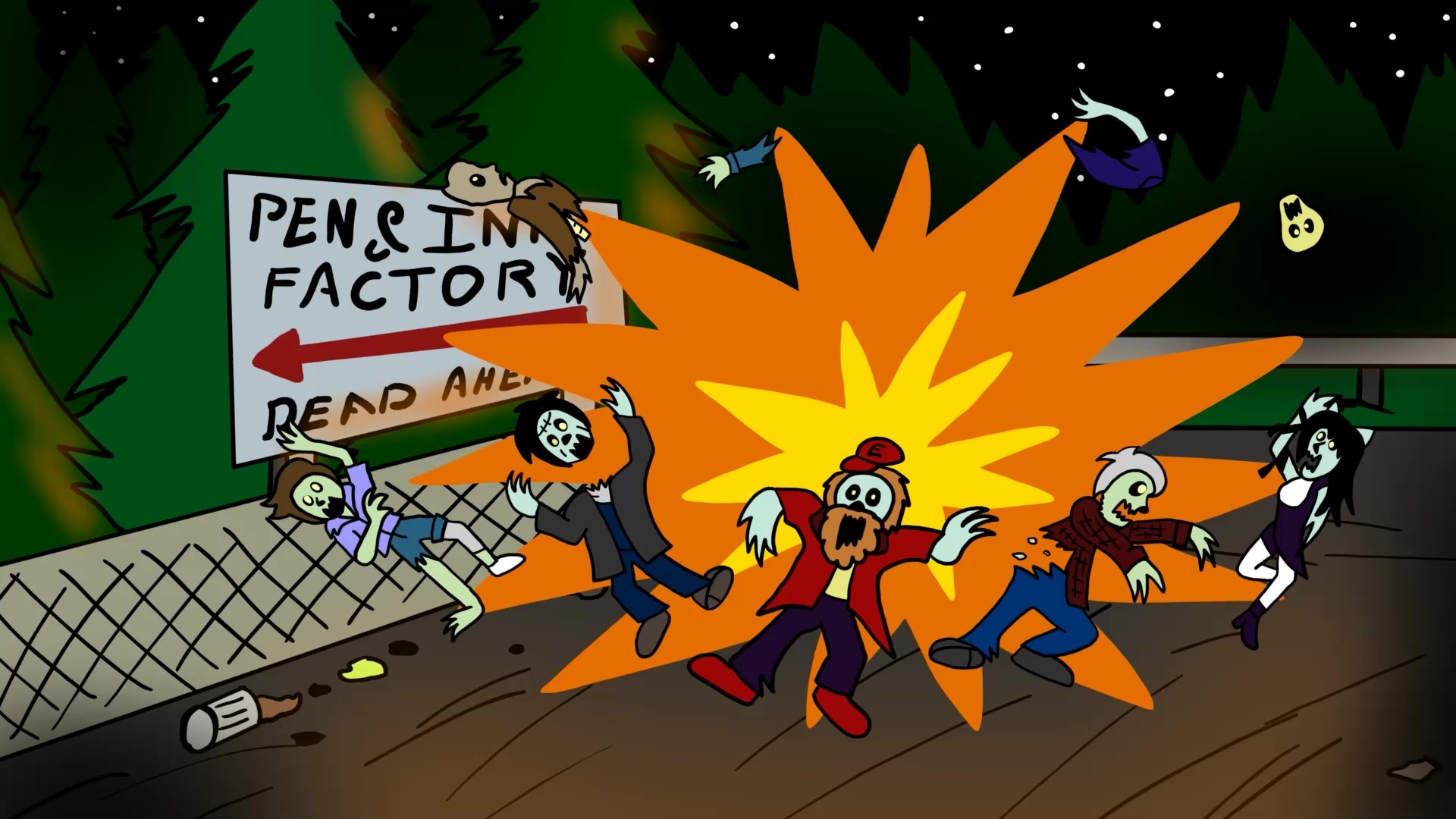 Screenshot #3 from ZACS movie trailer, Animation still made in Toon Boom Harmony & Adobe Premiere Pro, 6.25x11 inches, 2023