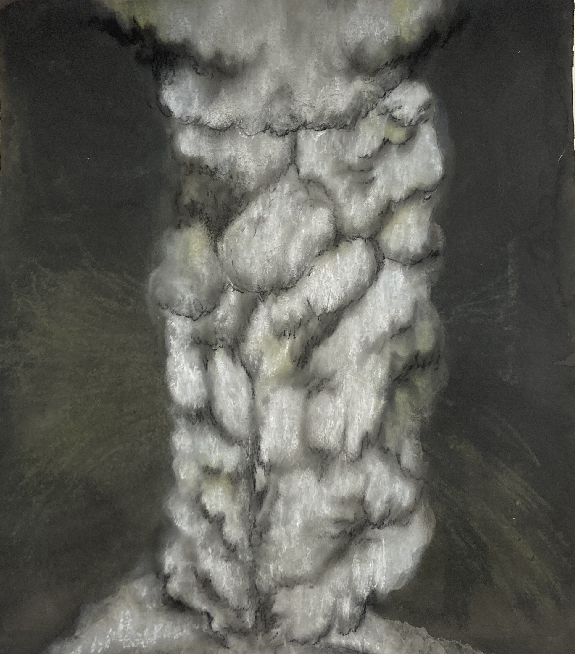 Geyser. Chalk pastel, iron oxide on paper, 2023