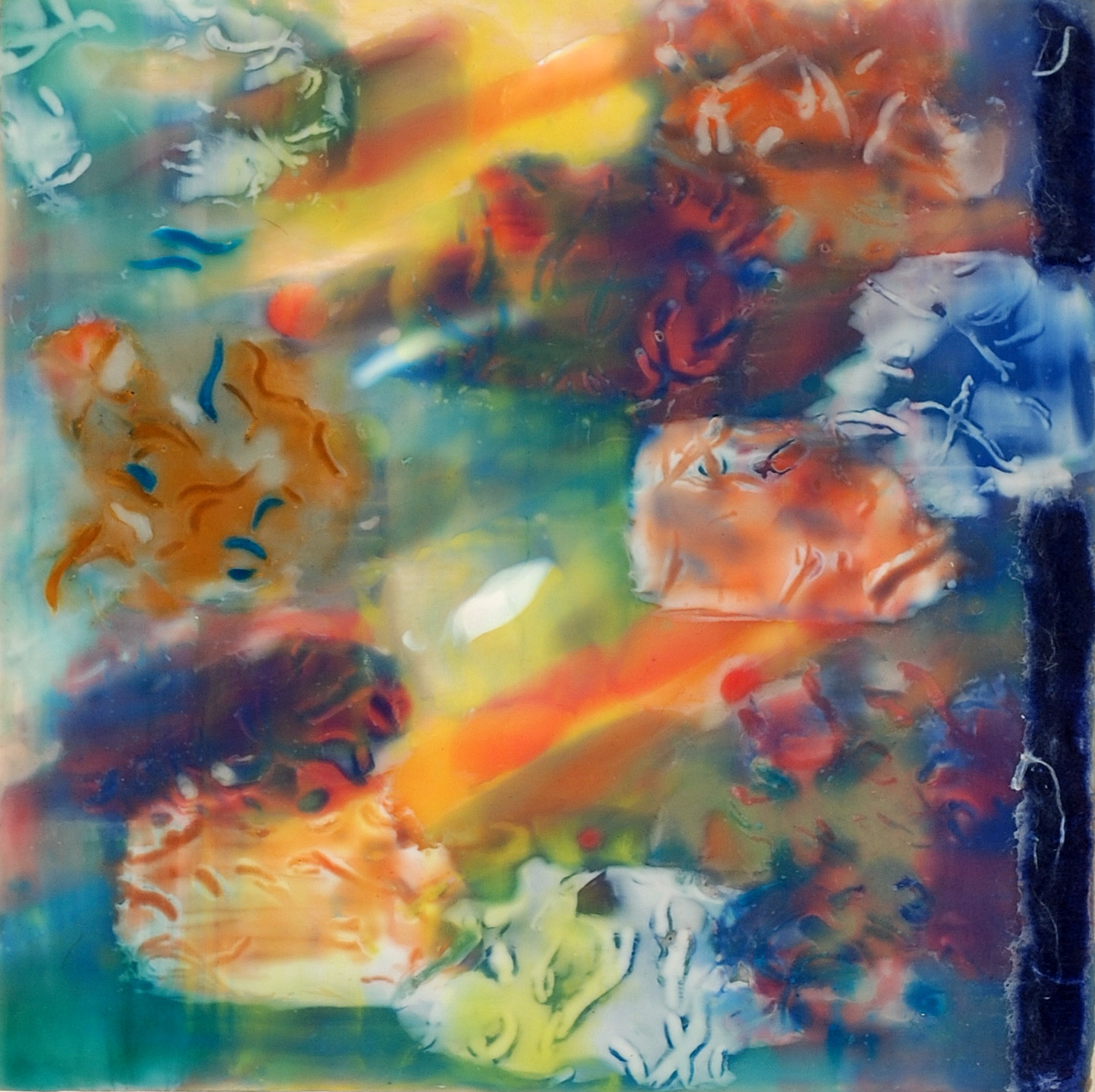 Swirl, 2016, encaustic and mixed media, 6 x 6 inches