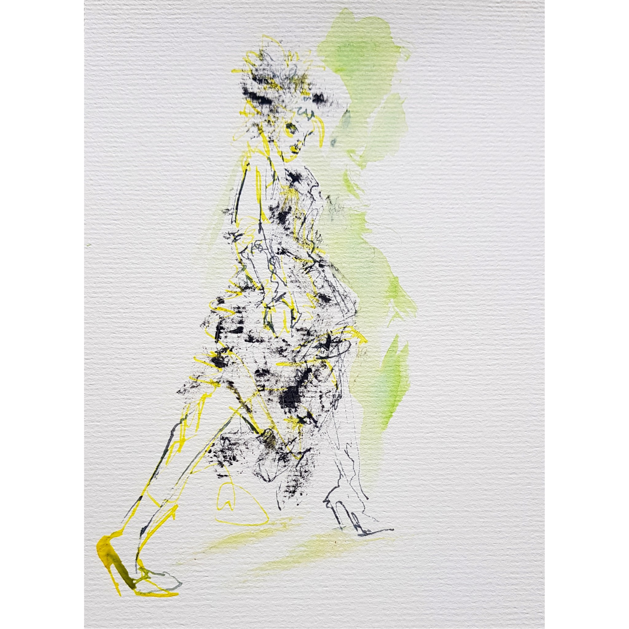 Robert -Striding, watercolour and mascara, 21 x 15cm, 