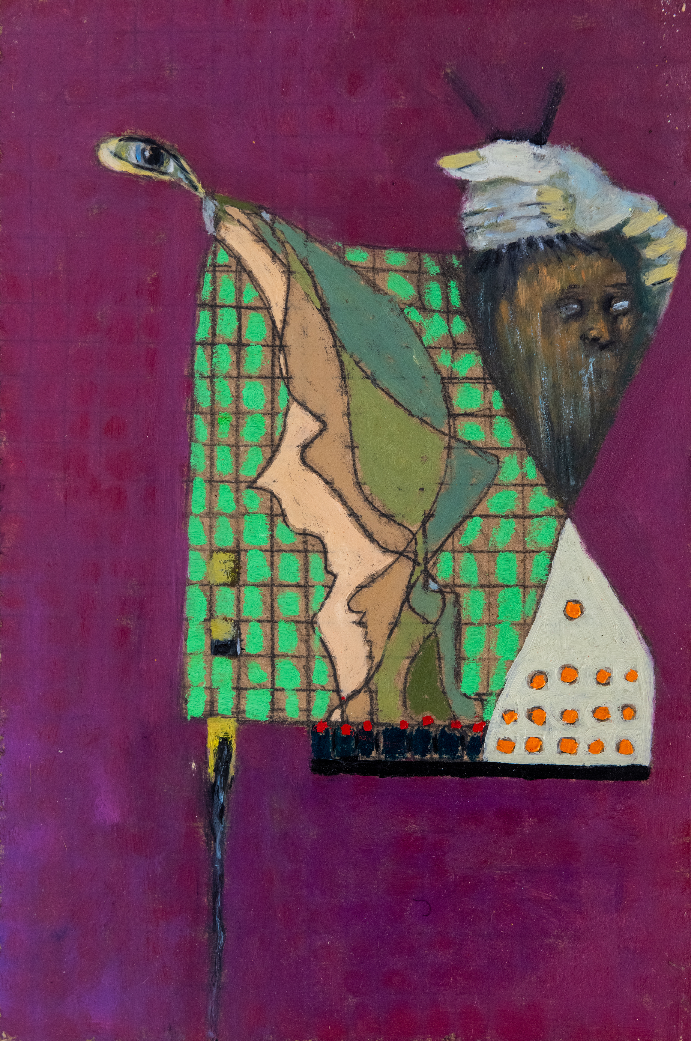 Rodrigo Echeverría, Toxicity between space and time, 2023, oil on wood, 11 3/4 x 7 7/8 in © Rodrigo Echeverría