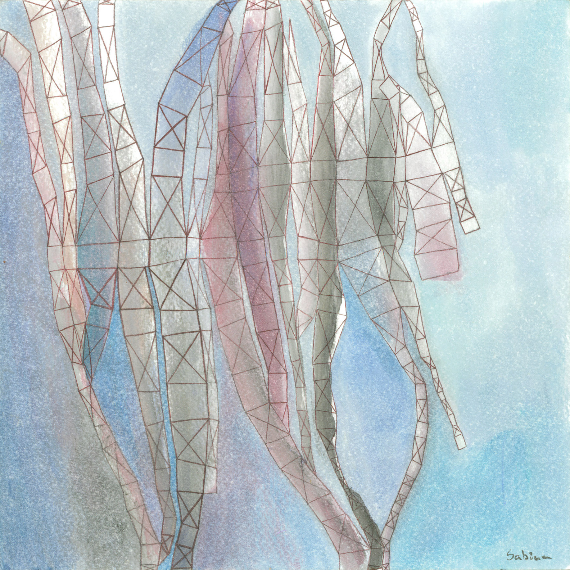 Cranes / mixed media on paper